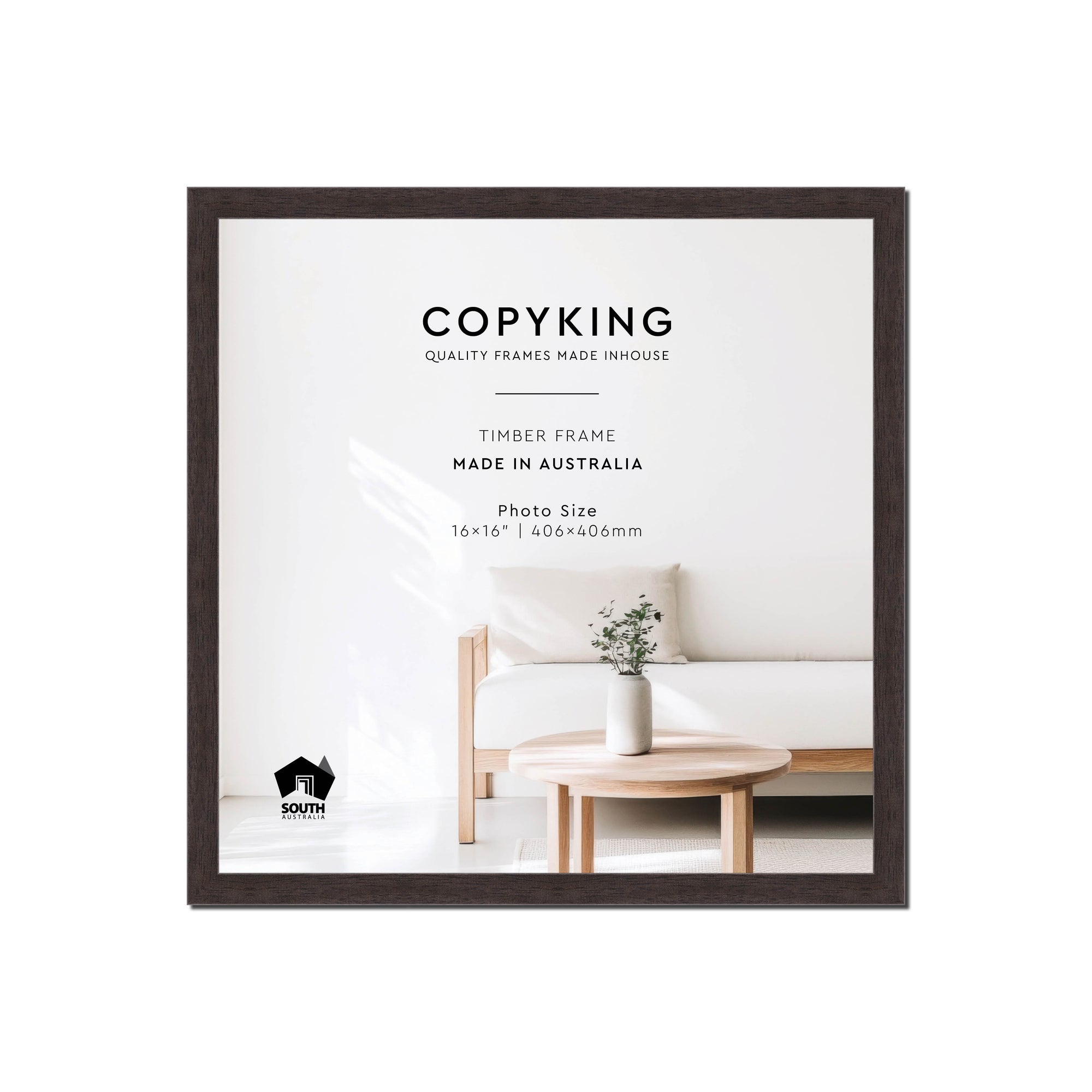 Charcoal 20mm Wood Square Photo Frame - 16" x 16" (406mm x 406mm)