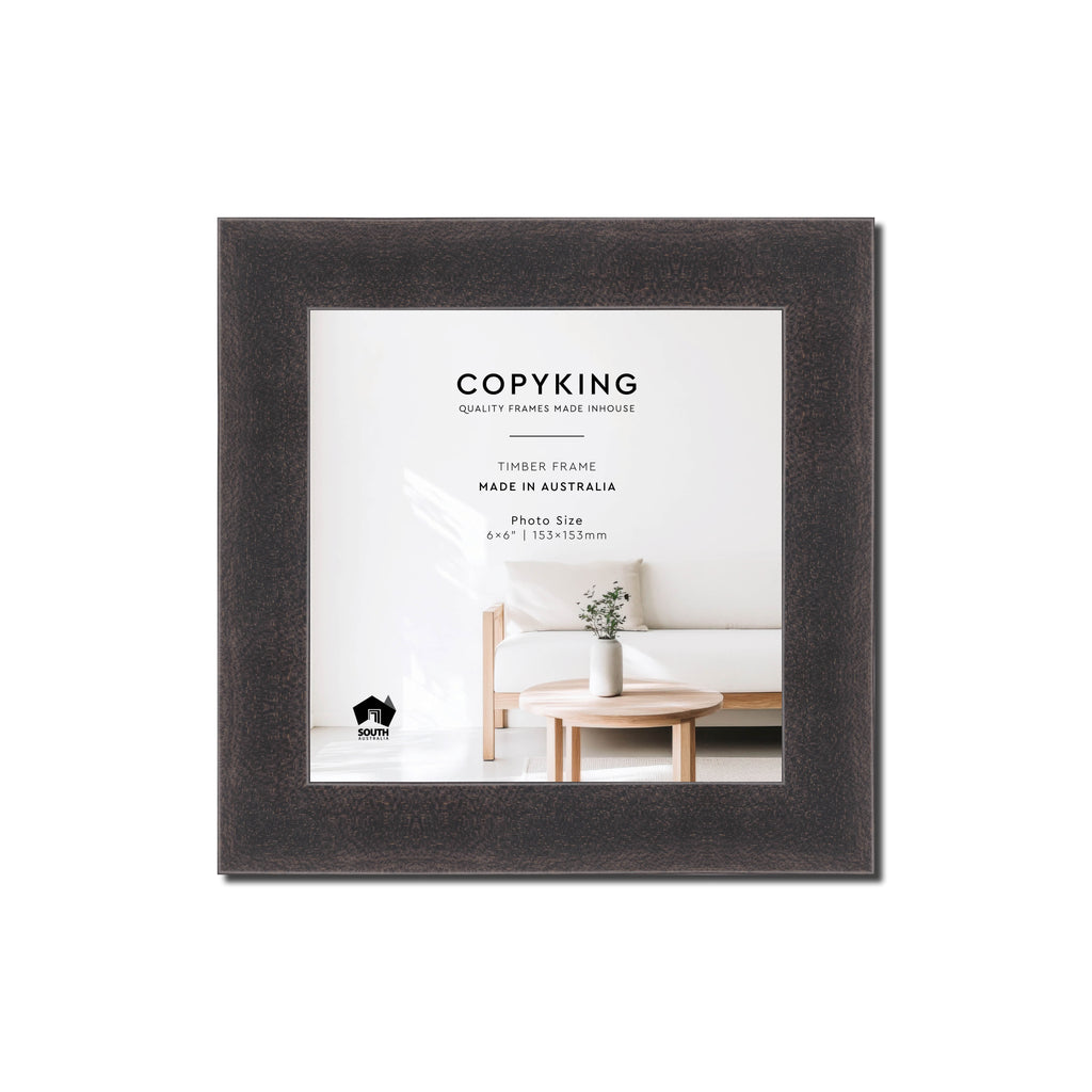 Charcoal 30mm Wood Square Photo Frame - 6" x 6" (153mm x 153mm)