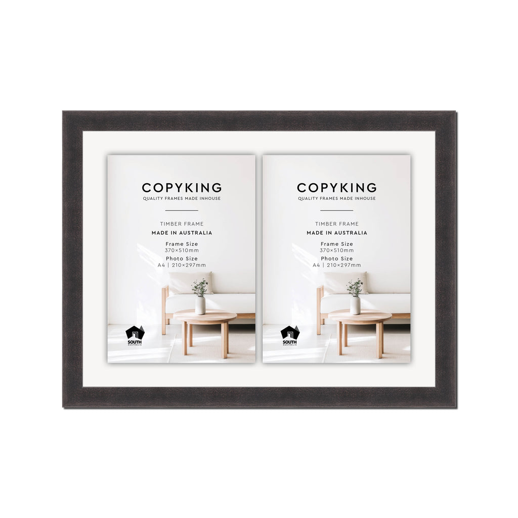 Charcoal 30mm Wood Certificate Frame - 370mm x 510mm - 2 Certificates (A4)