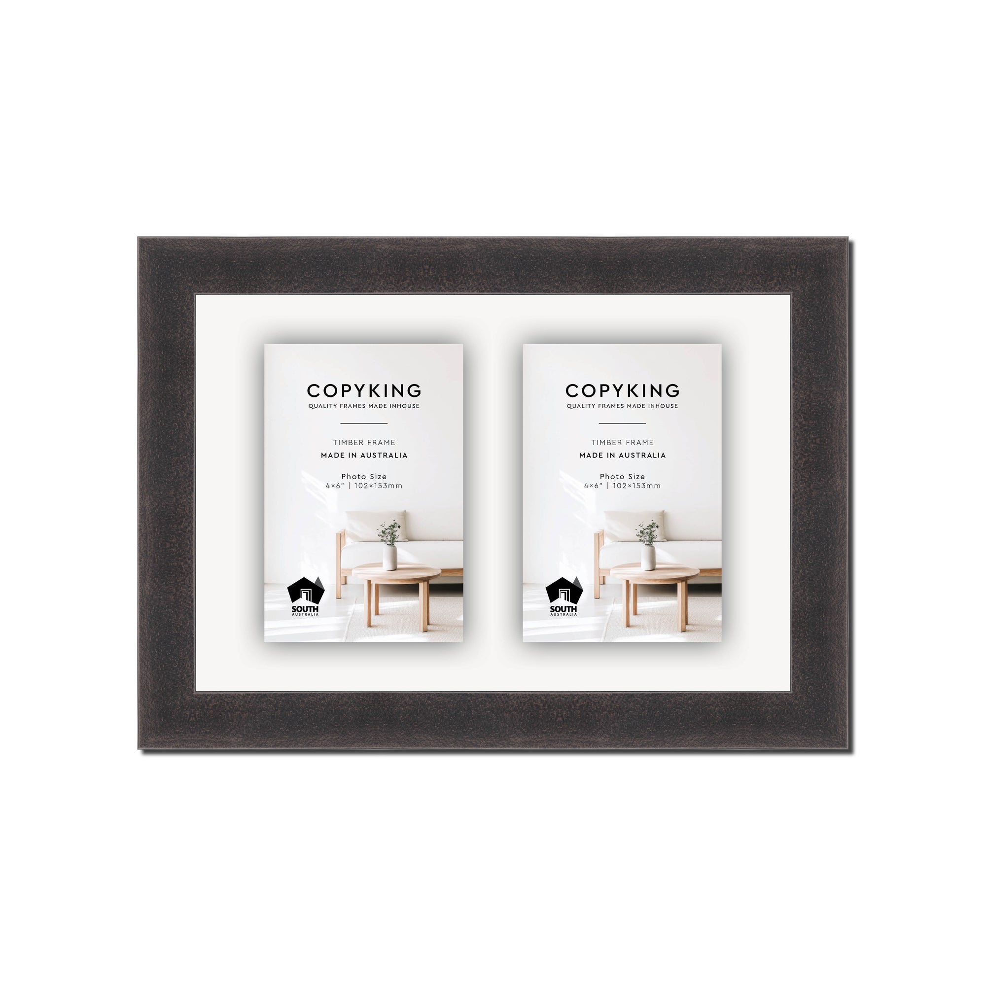 Charcoal 30mm Wood Collage Photo Frame - 8" x 12" - 2 Photos (4" x 6")