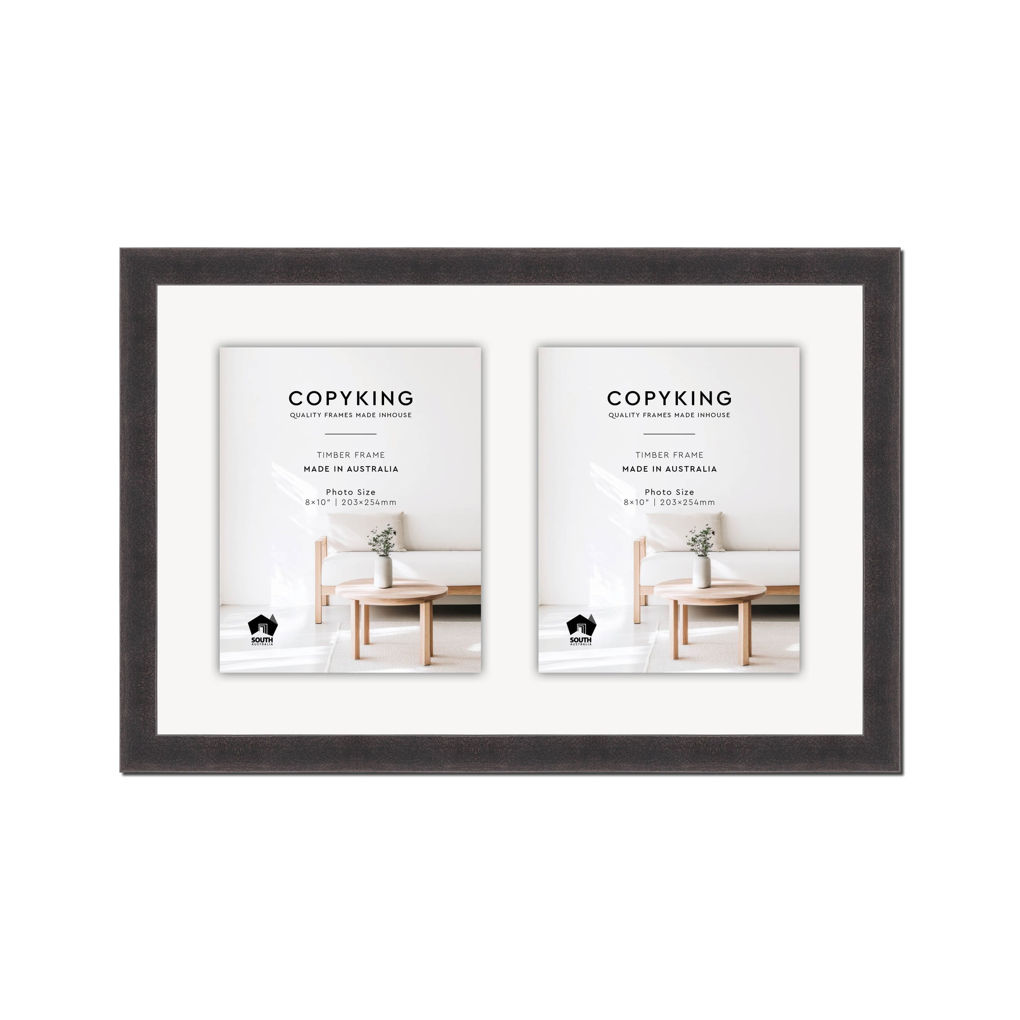 Charcoal 30mm Wood Collage Photo Frame - 14" x 22" - 2 Photos (8" x 10")