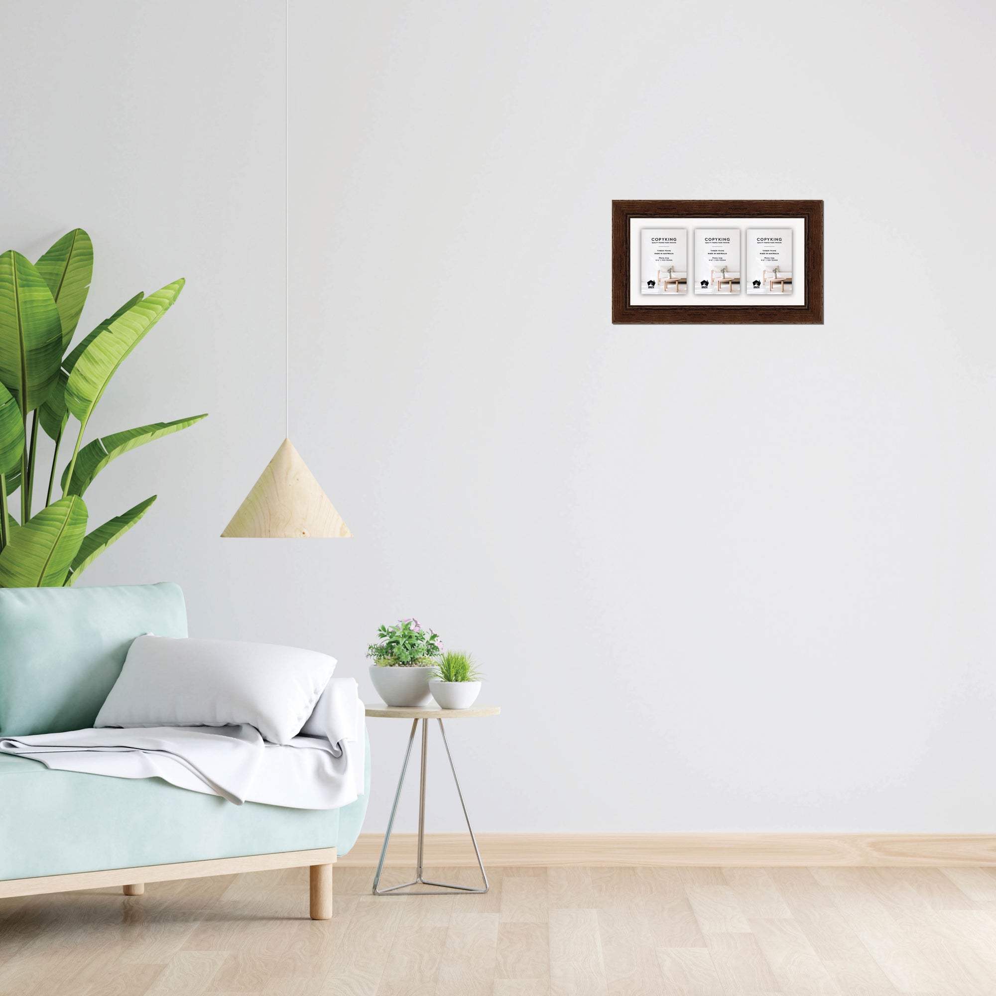 Chocolate 43mm Wood Collage Photo Frame - 8" x 16" - 3 Photos (4" x 6")