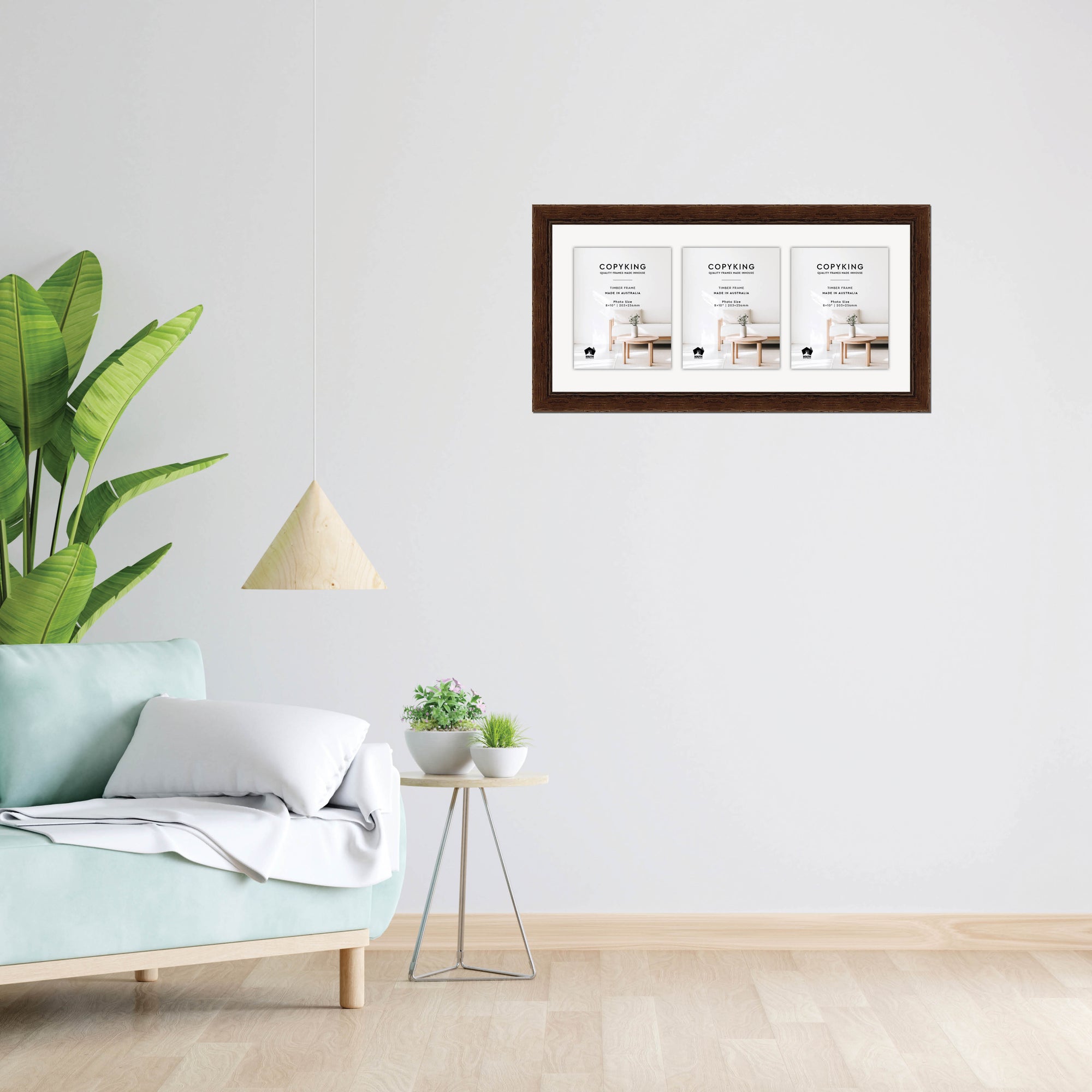 Chocolate 43mm Wood Collage Photo Frame - 14" x 30" - 3 Photos (8" x 10")