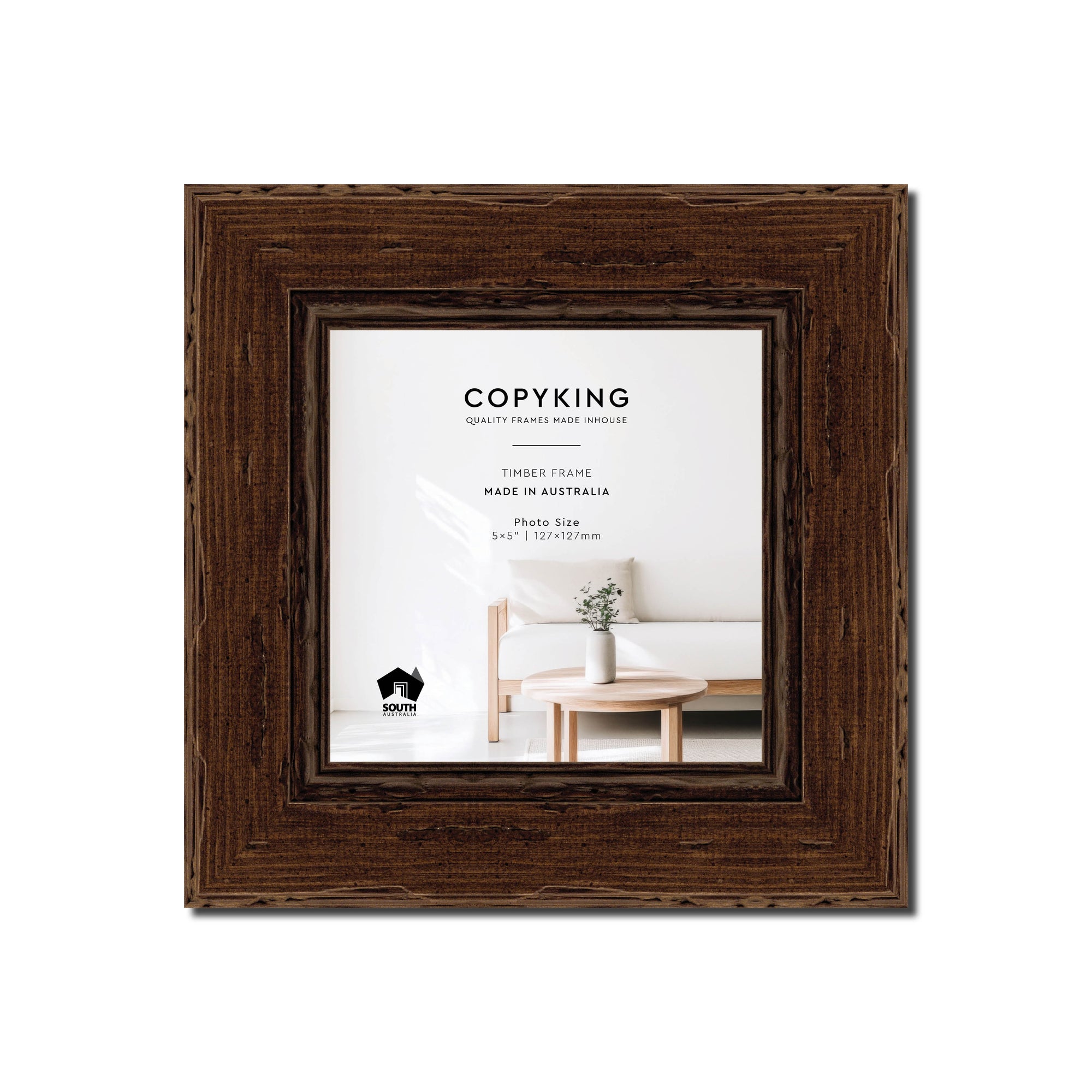 Chocolate 43mm Wood Square Photo Frame - 5" x 5" (127mm x 127mm)