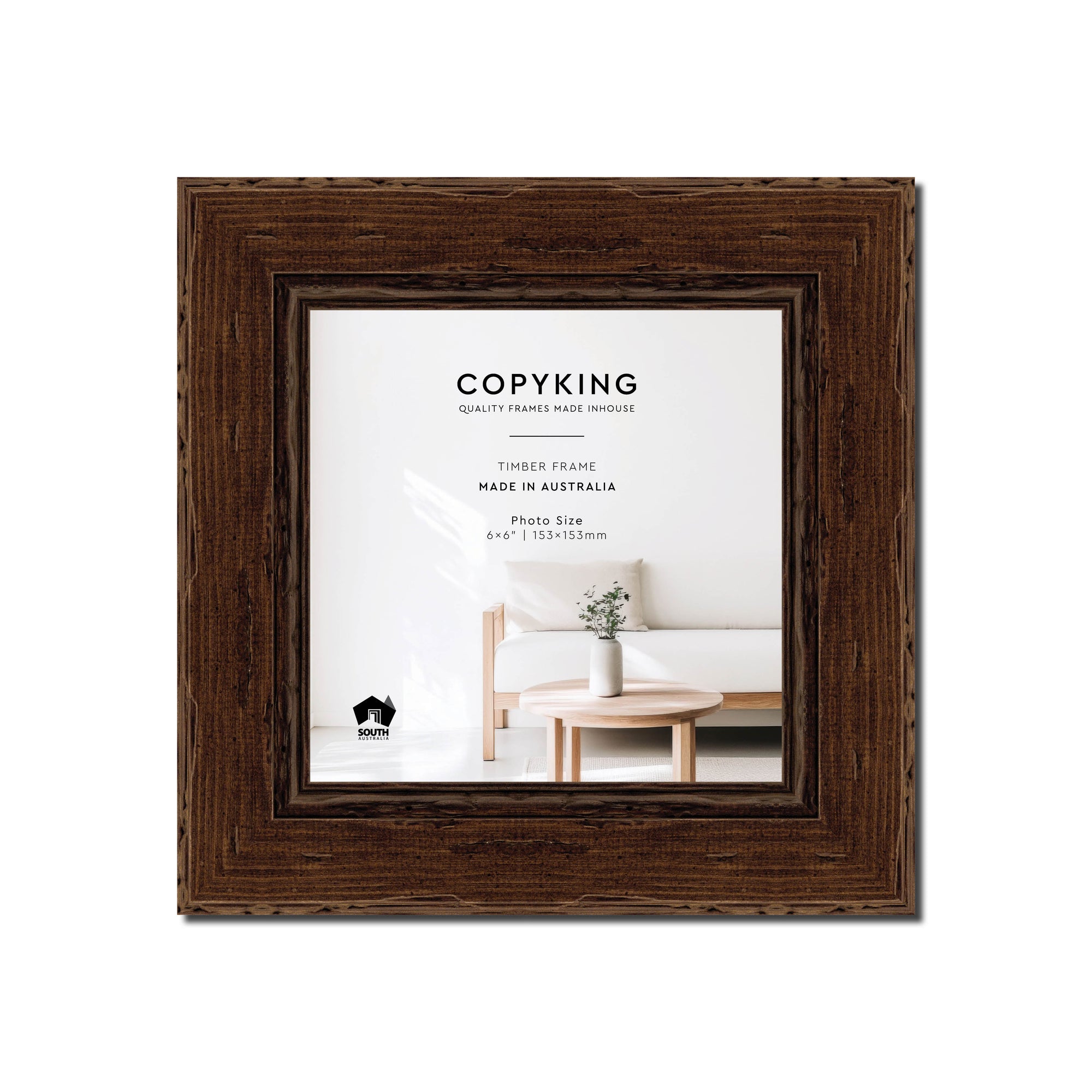 Chocolate 43mm Wood Square Photo Frame - 6" x 6" (153mm x 153mm)