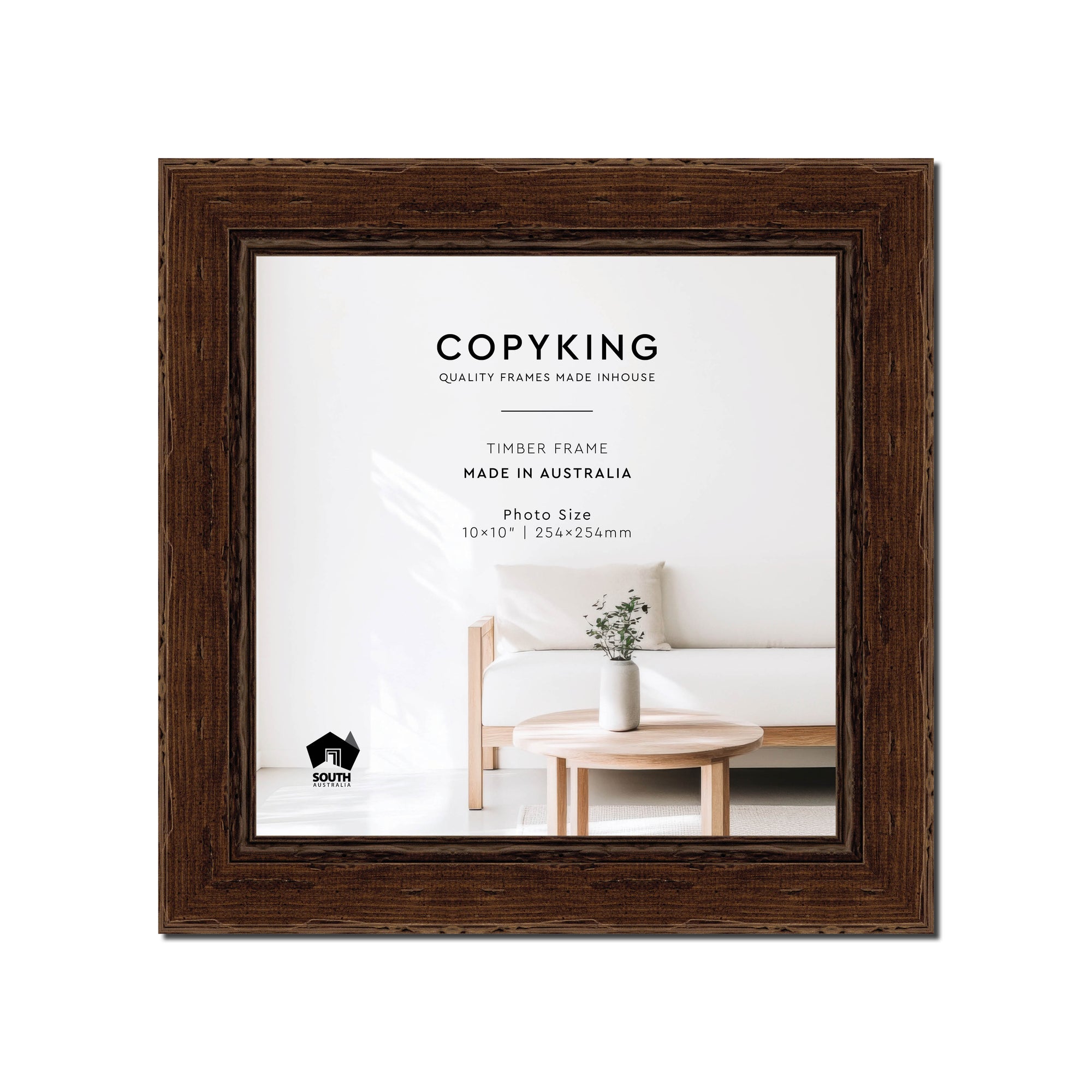 Chocolate 43mm Wood Square Photo Frame - 10" x 10" (254mm x 254mm)