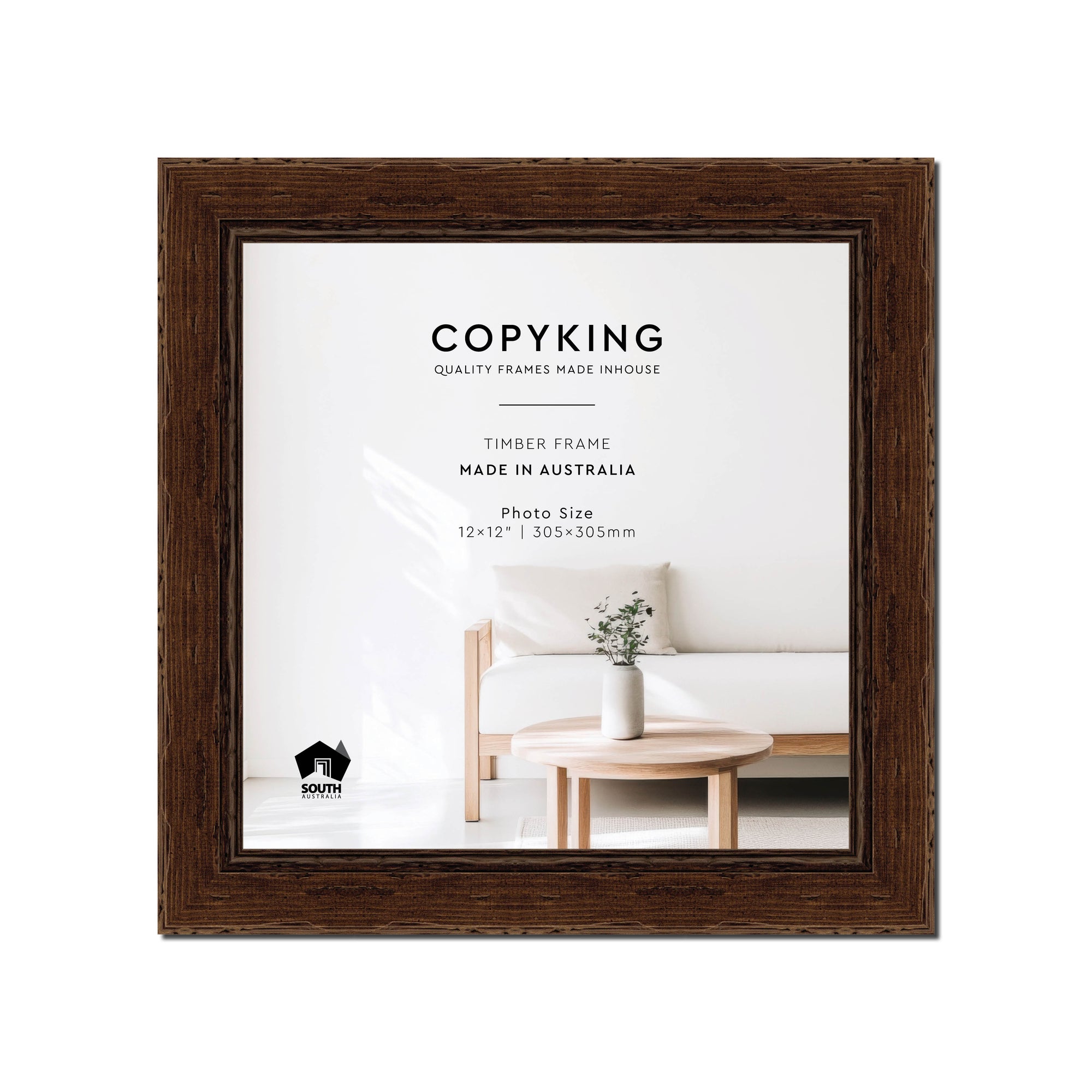 Chocolate 43mm Wood Square Photo Frame - 12" x 12" (305mm x 305mm)