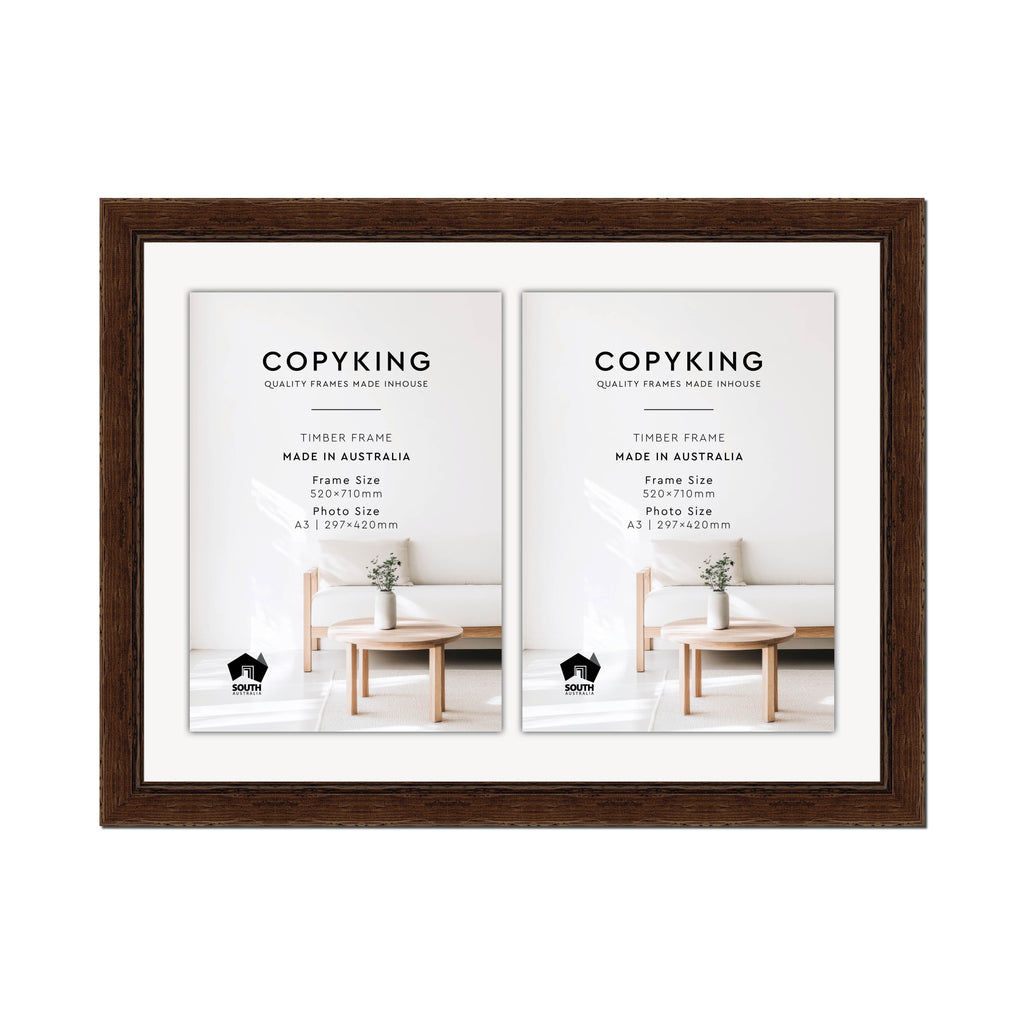 Chocolate 43mm Wood Certificate Frame - 520mm x 710mm - 2 Certificates (A3)