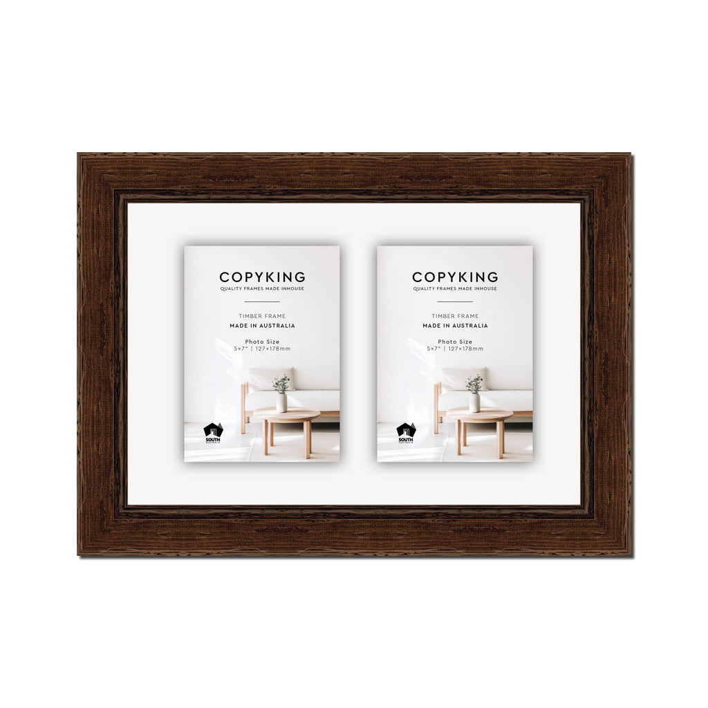 Chocolate 43mm Wood Collage Photo Frame - 10" x 15" - 2 Photos (5" x 7")