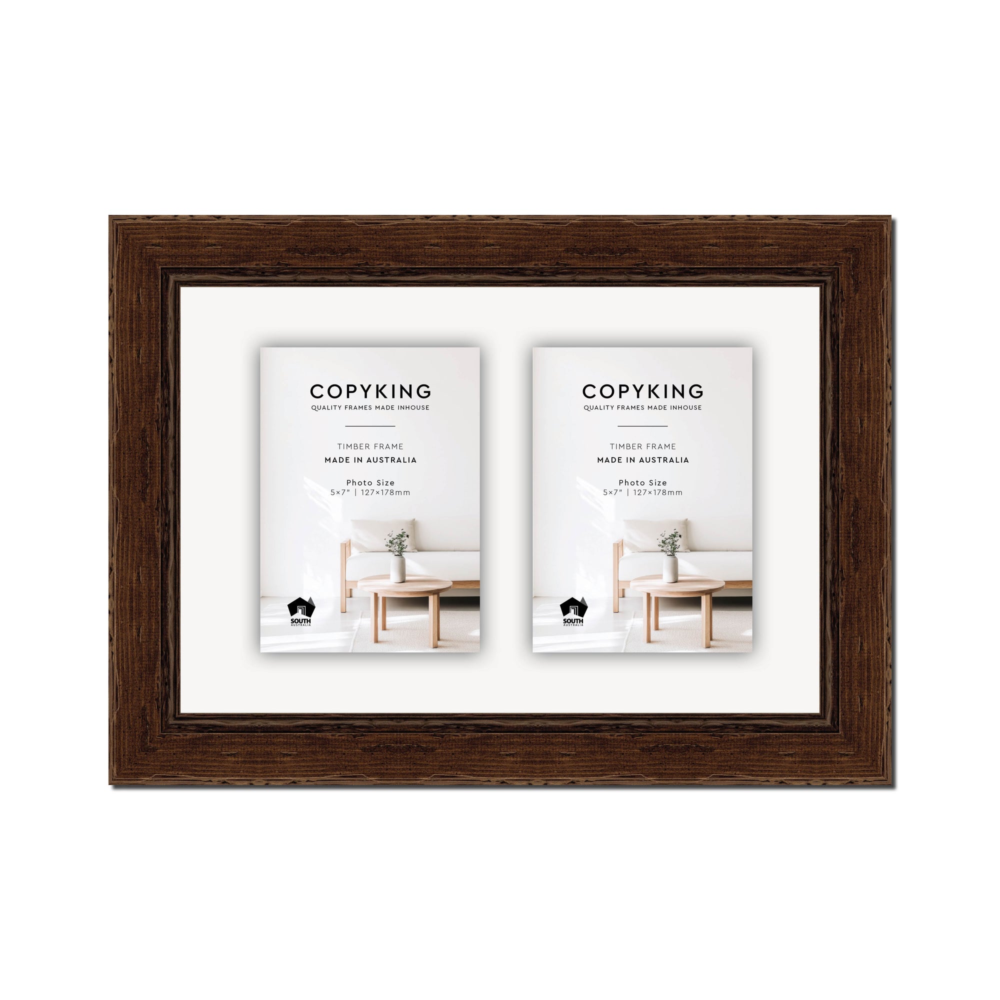 Chocolate 43mm Wood Collage Photo Frame - 10" x 15" - 2 Photos (5" x 7")