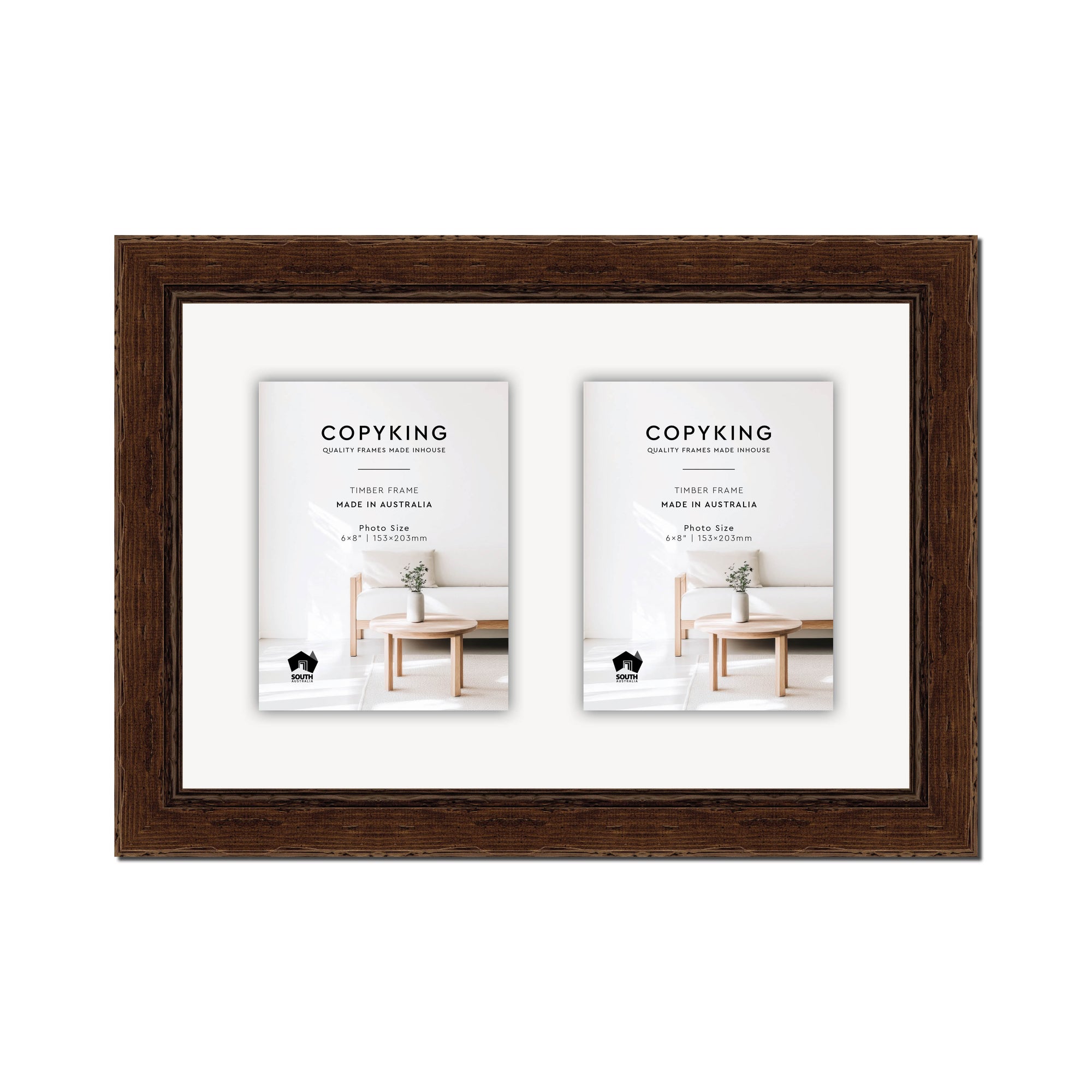 Chocolate 43mm Wood Collage Photo Frame - 12" x 18" - 2 Photos (6" x 8")