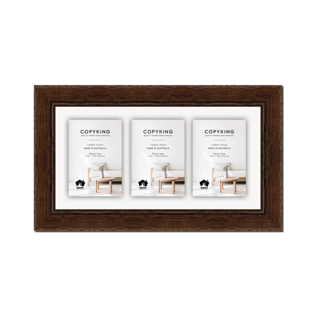 Chocolate 43mm Wood Collage Photo Frame - 8" x 16" - 3 Photos (4" x 6")