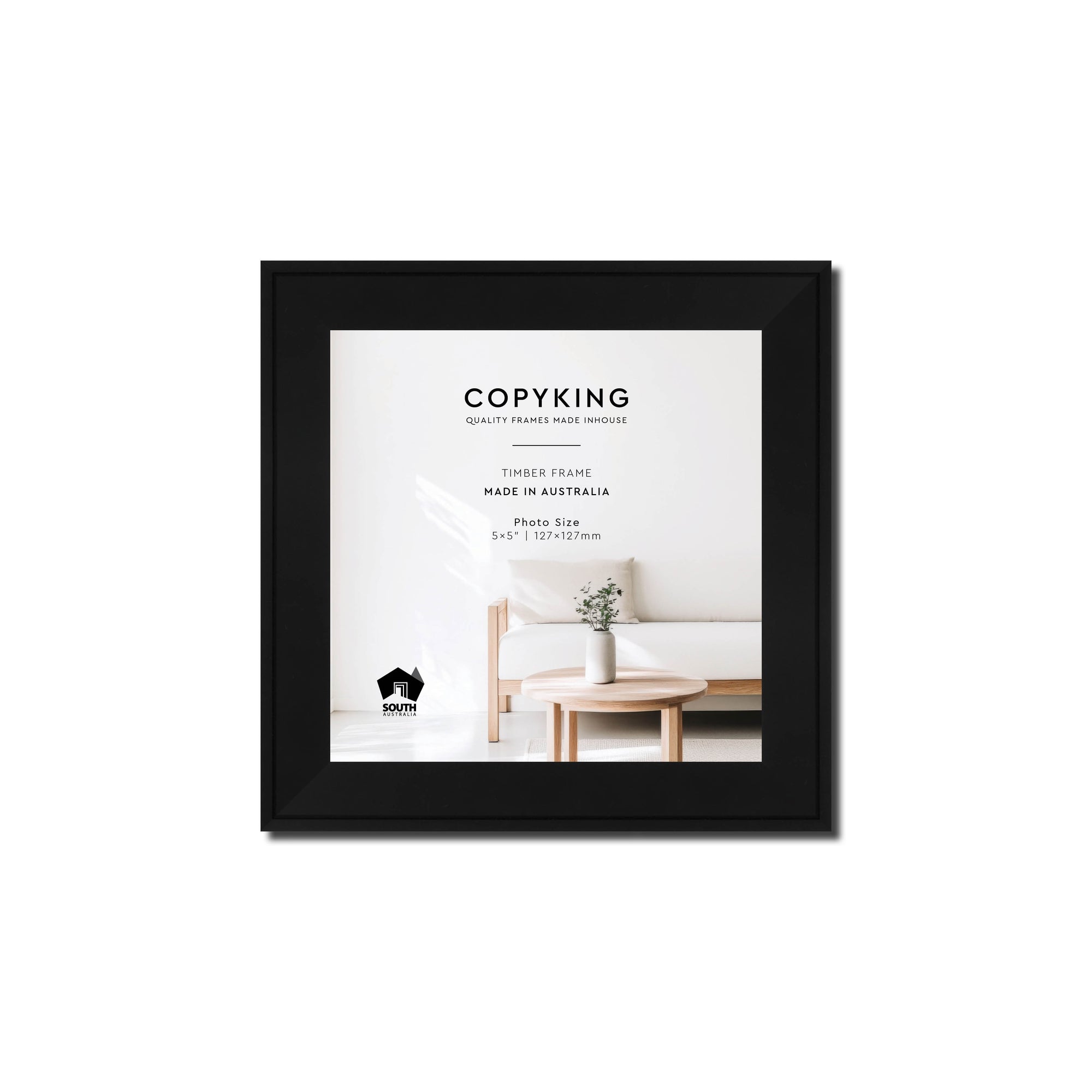 Duet Black 20mm Wood Square Photo Frame - 5" x 5" (127mm x 127mm)