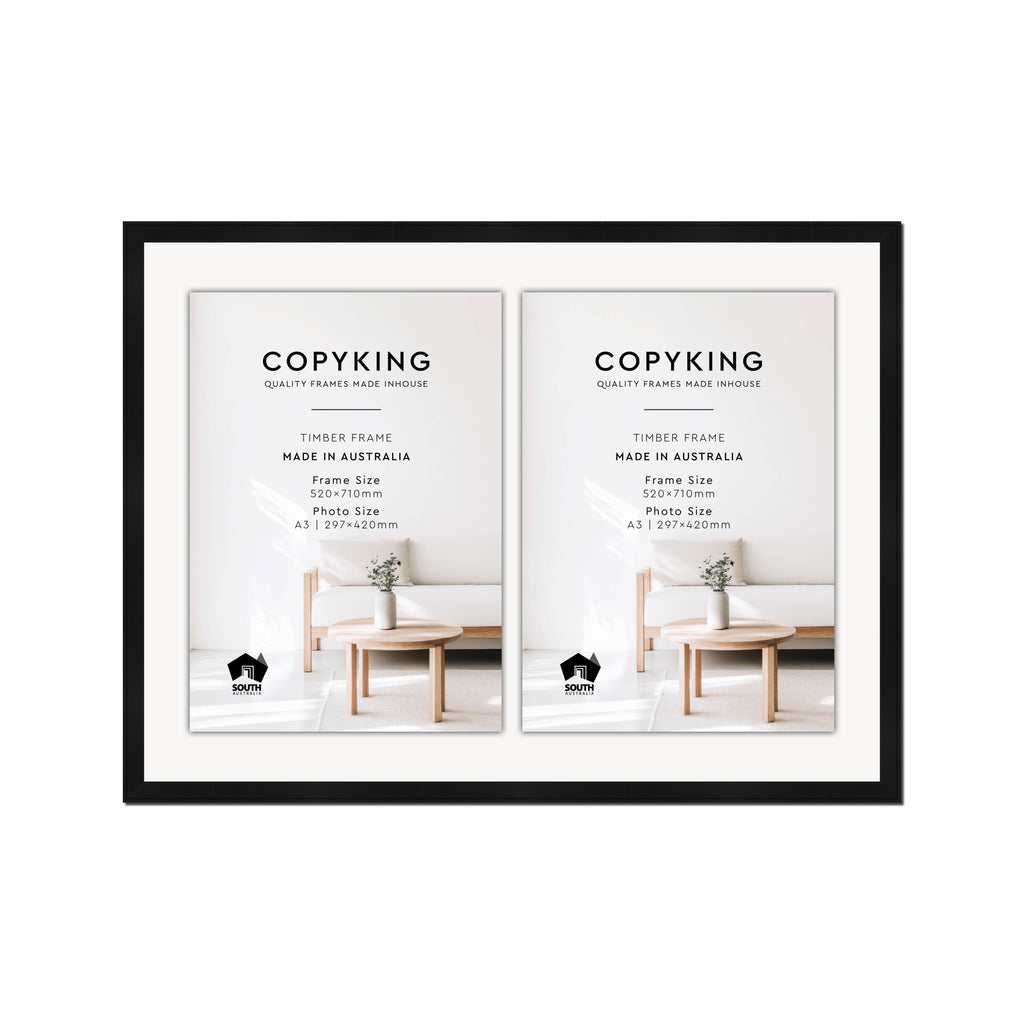 Duet Black 20mm Wood Certificate Frame - 520mm x 710mm - 2 Certificates (A3)