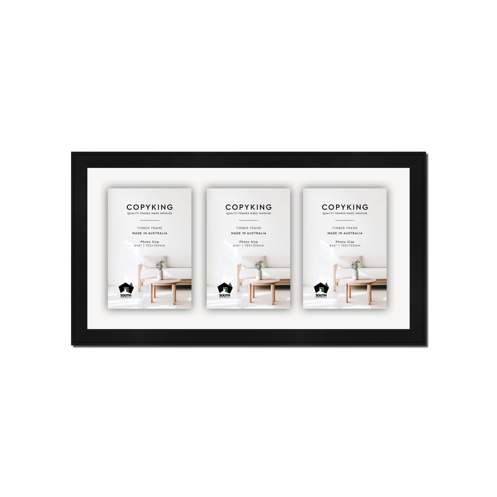 Duet Black 20mm Wood Collage Photo Frame - 8" x 16" - 3 Photos (4" x 6")