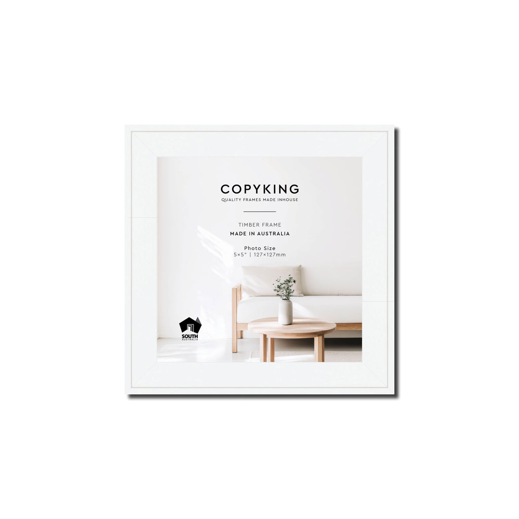 Duet White 20mm Wood Square Photo Frame - 5" x 5" (127mm x 127mm)