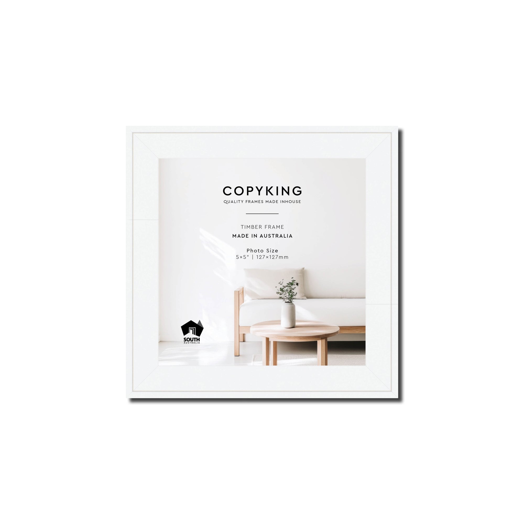 Duet White 20mm Wood Square Photo Frame - 5" x 5" (127mm x 127mm)