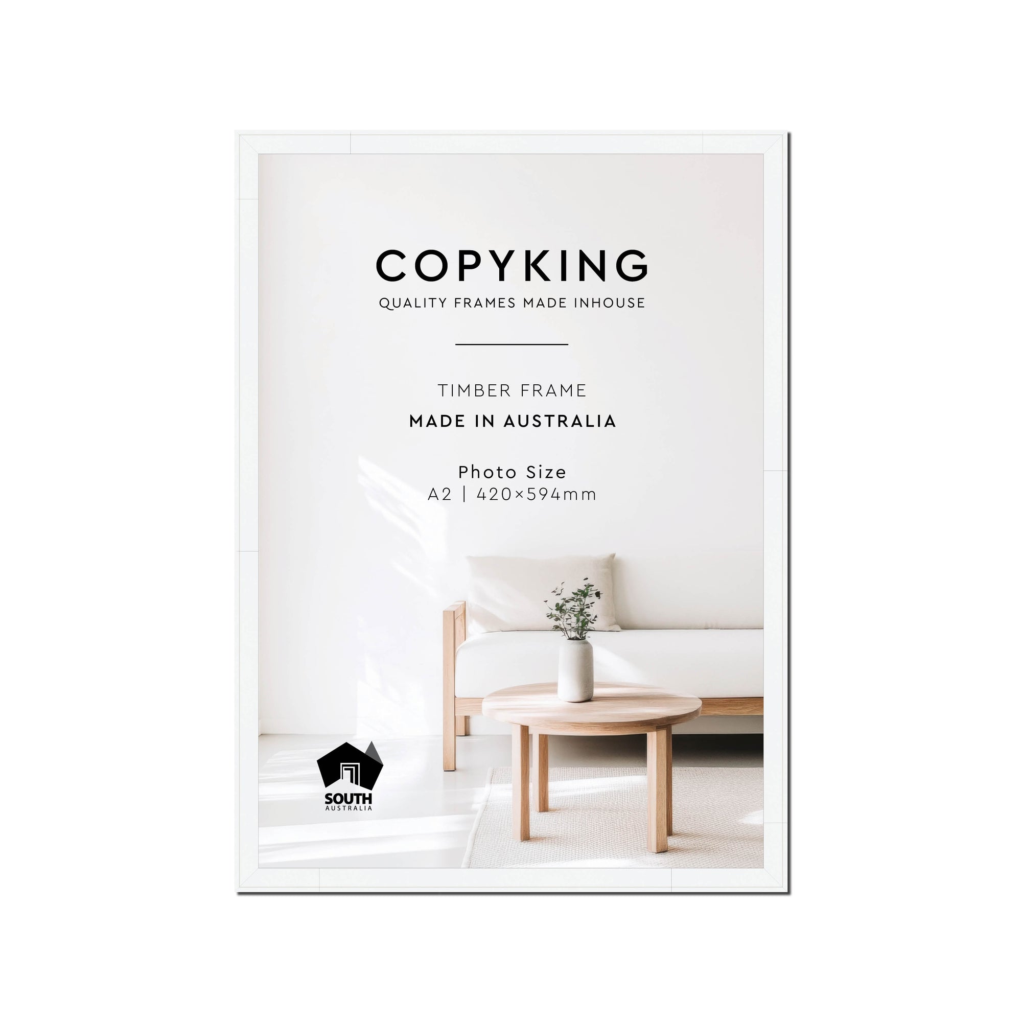 Duet White 20mm Wood Poster Frame - A2 (420mm x 594mm)