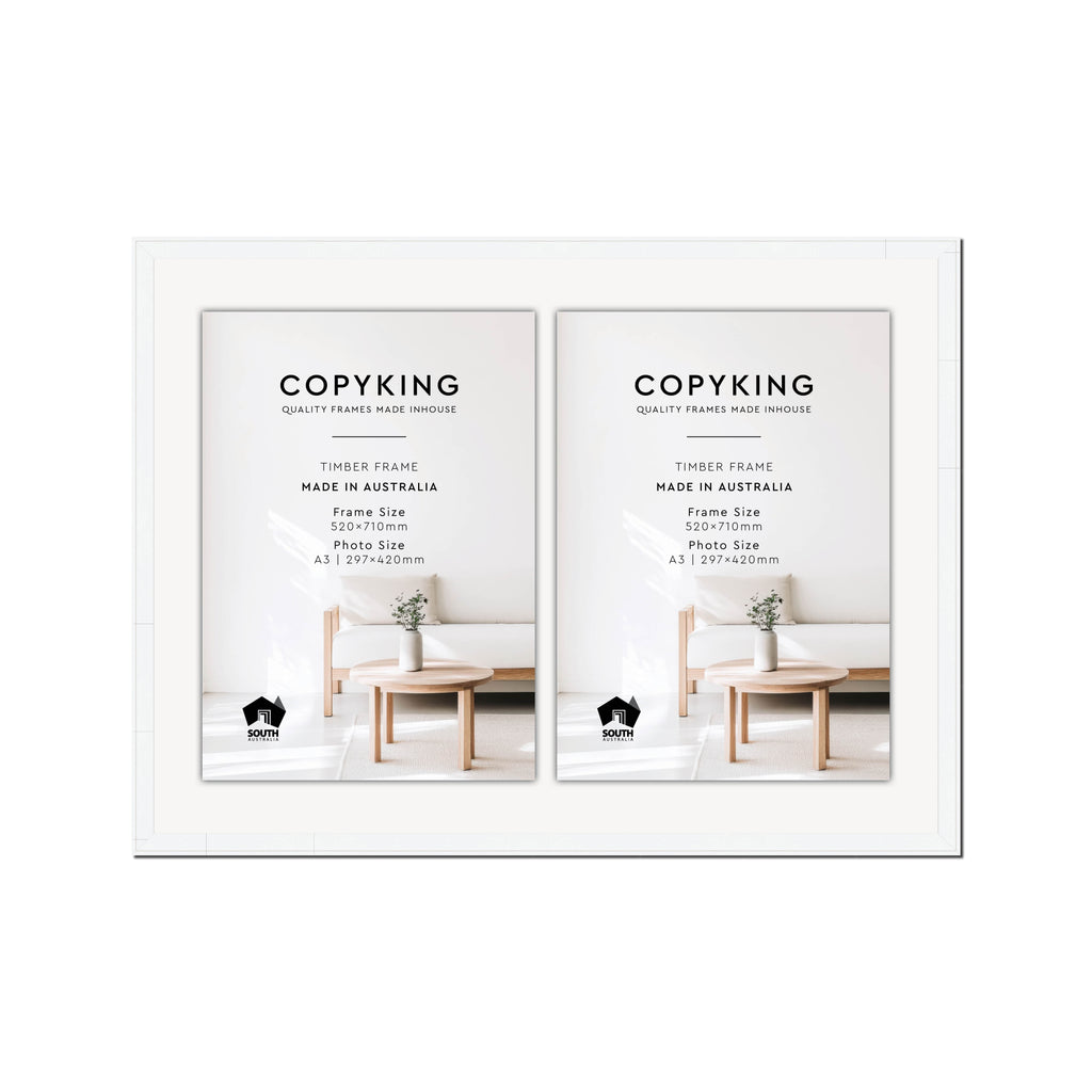 Duet White 20mm Wood Certificate Frame - 520mm x 710mm - 2 Certificates (A3)