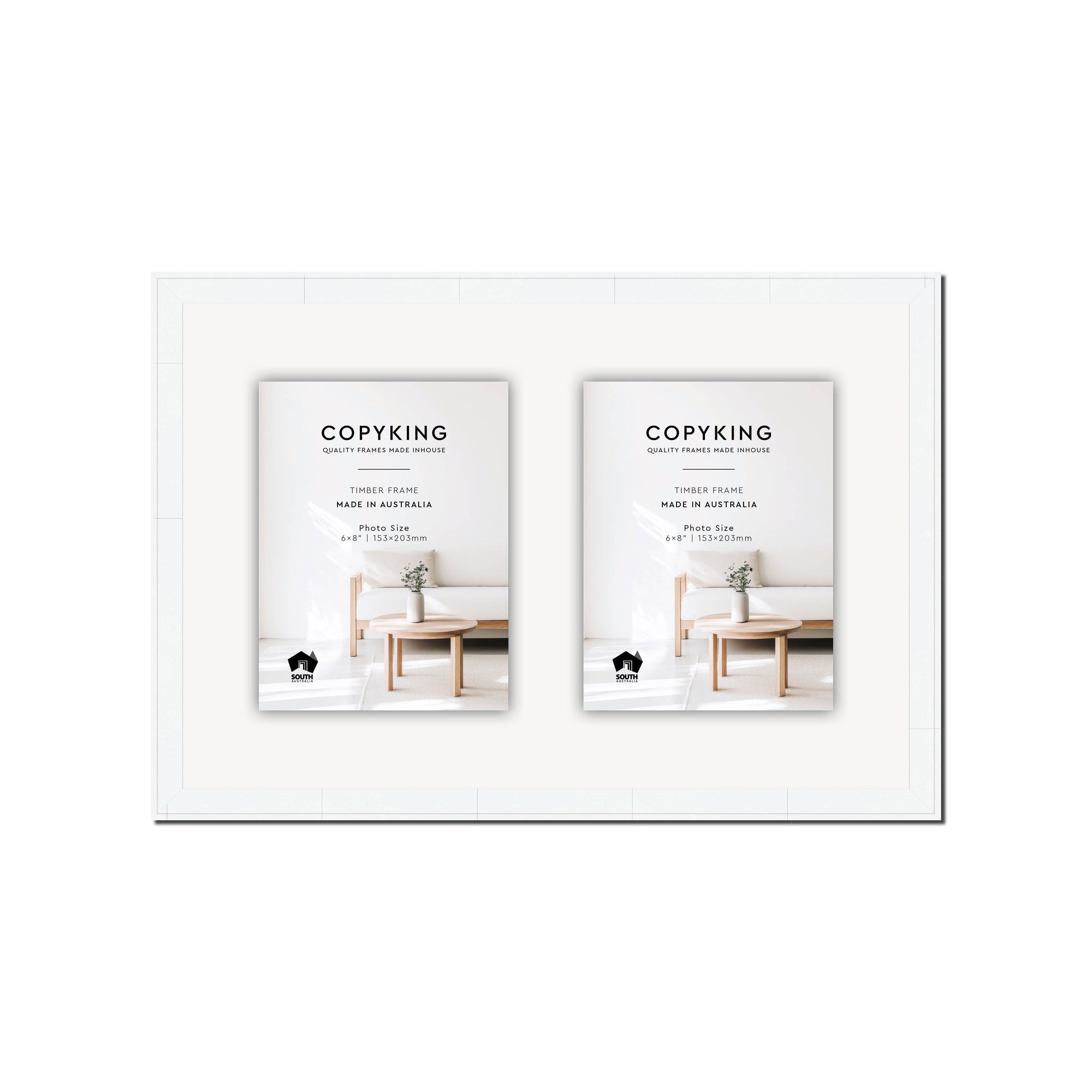 Duet White 20mm Wood Collage Photo Frame - 12" x 18" - 2 Photos (6" x 8")