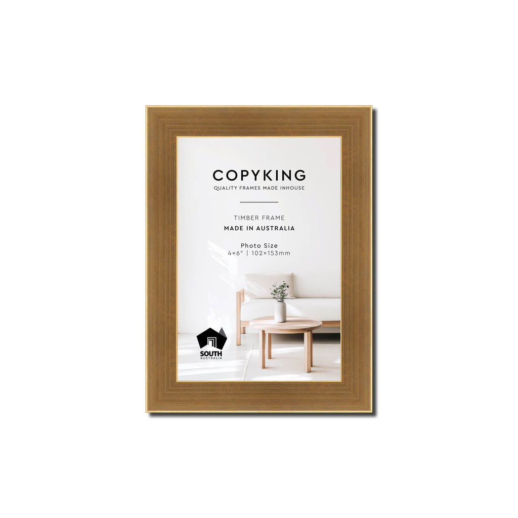 Gold 20mm Wood Photo Frame - 4" x 6" (102mm x 153mm)