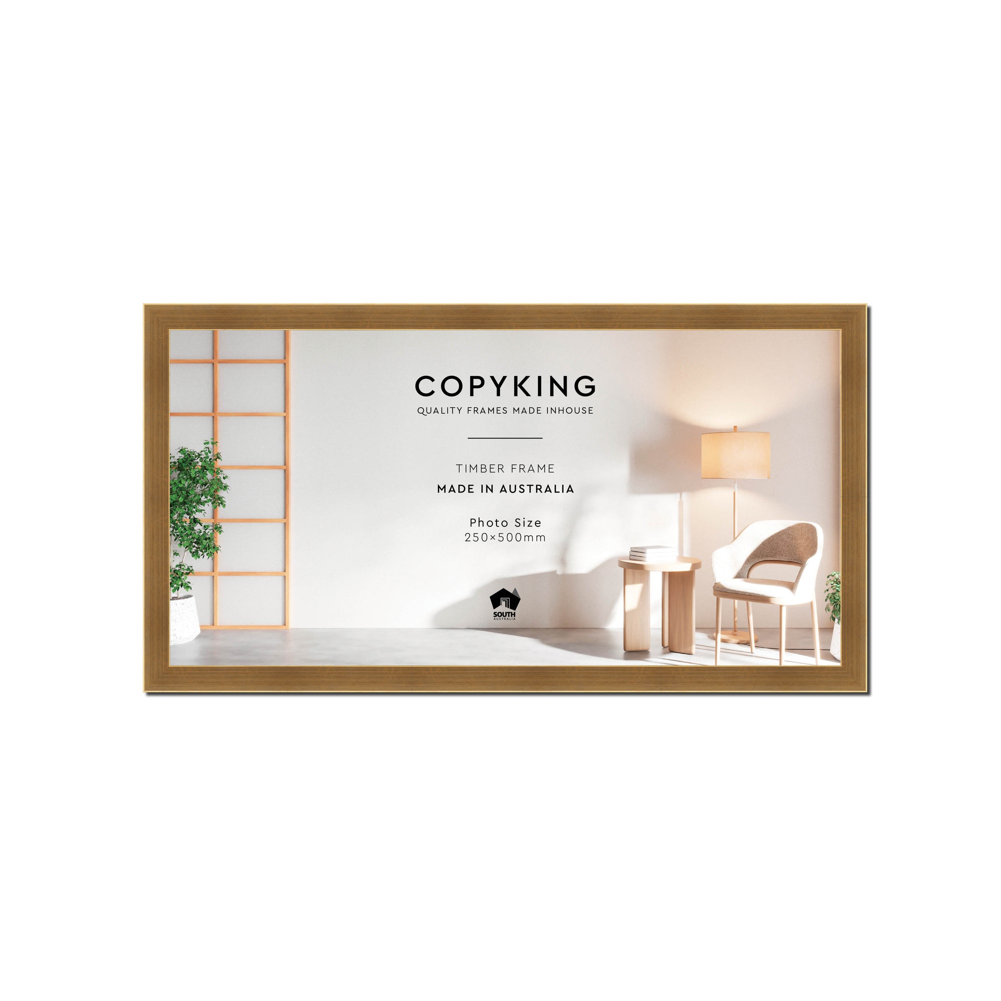 Gold 20mm Wood Panoramic Photo Frame - 25cm x 50cm