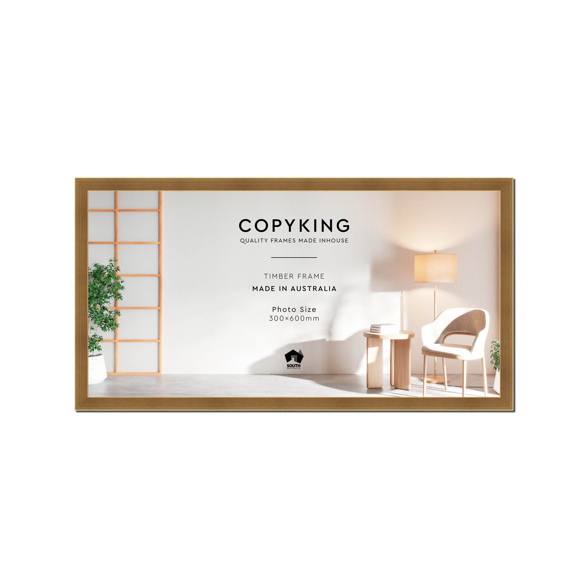 Gold 20mm Wood Panoramic Photo Frame - 30cm x 60cm