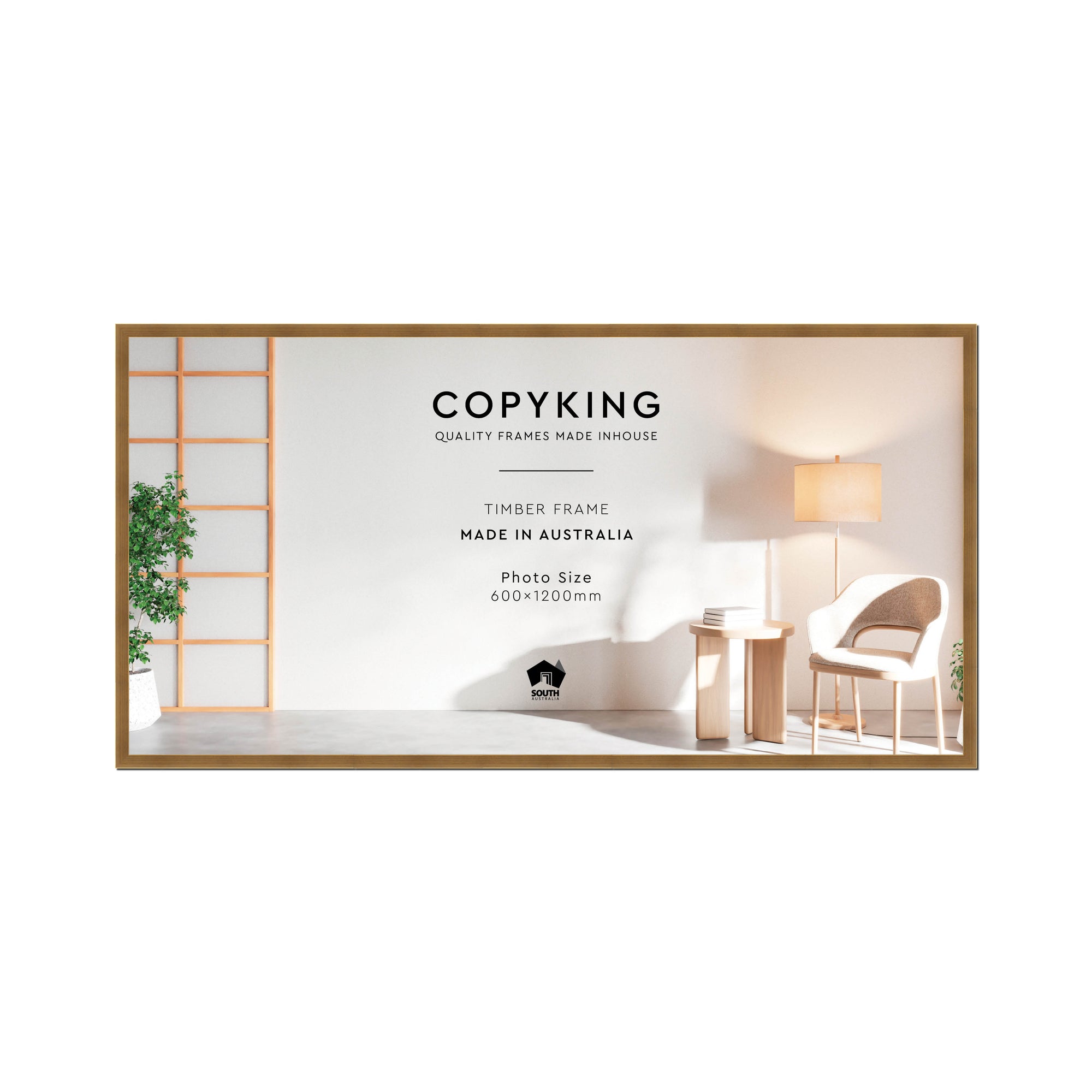 Gold 20mm Wood Panoramic Photo Frame - 60cm x 120cm