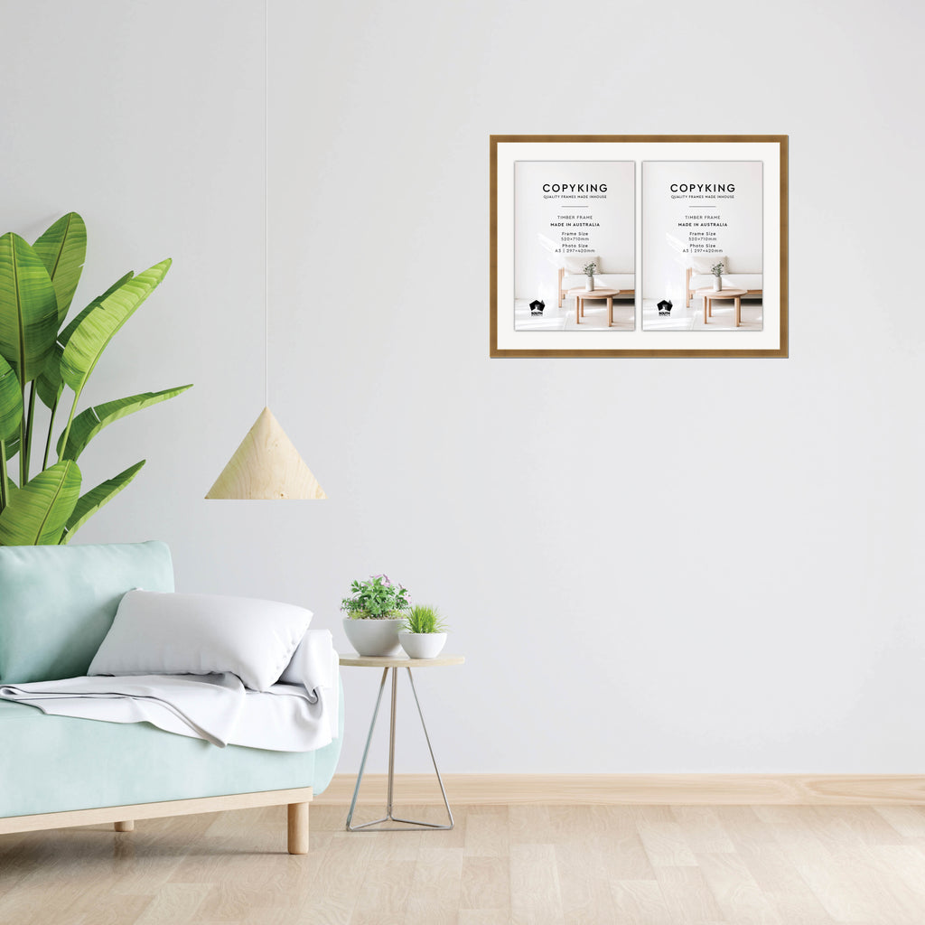 Gold 20mm Wood Certificate Frame - 520mm x 710mm - 2 Certificates (A3)