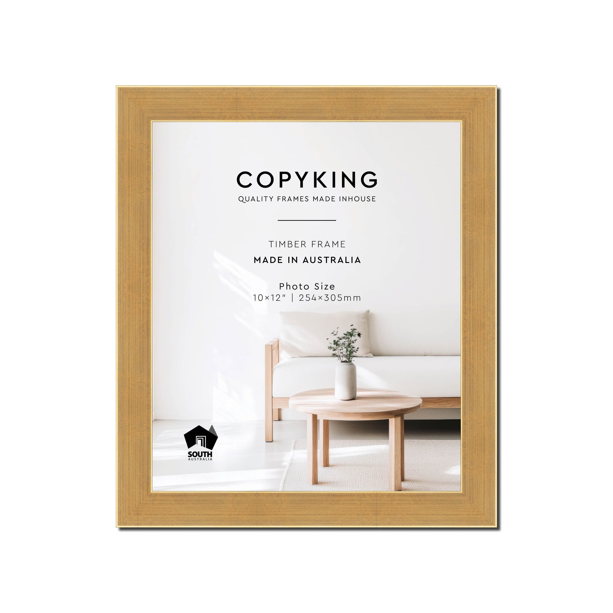 Gold 30mm Wood Photo Frame - 10" x 12" (254mm x 305mm)