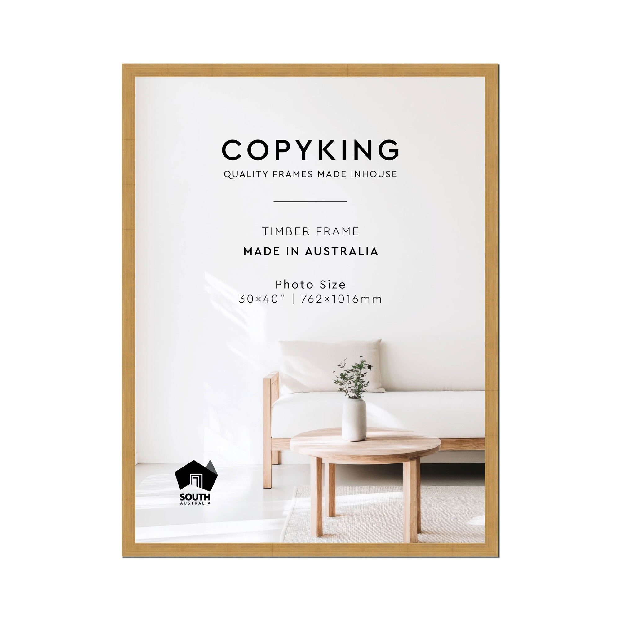 Gold 30mm Wood Photo Frame - 30" x 40" (762mm x 1016mm)