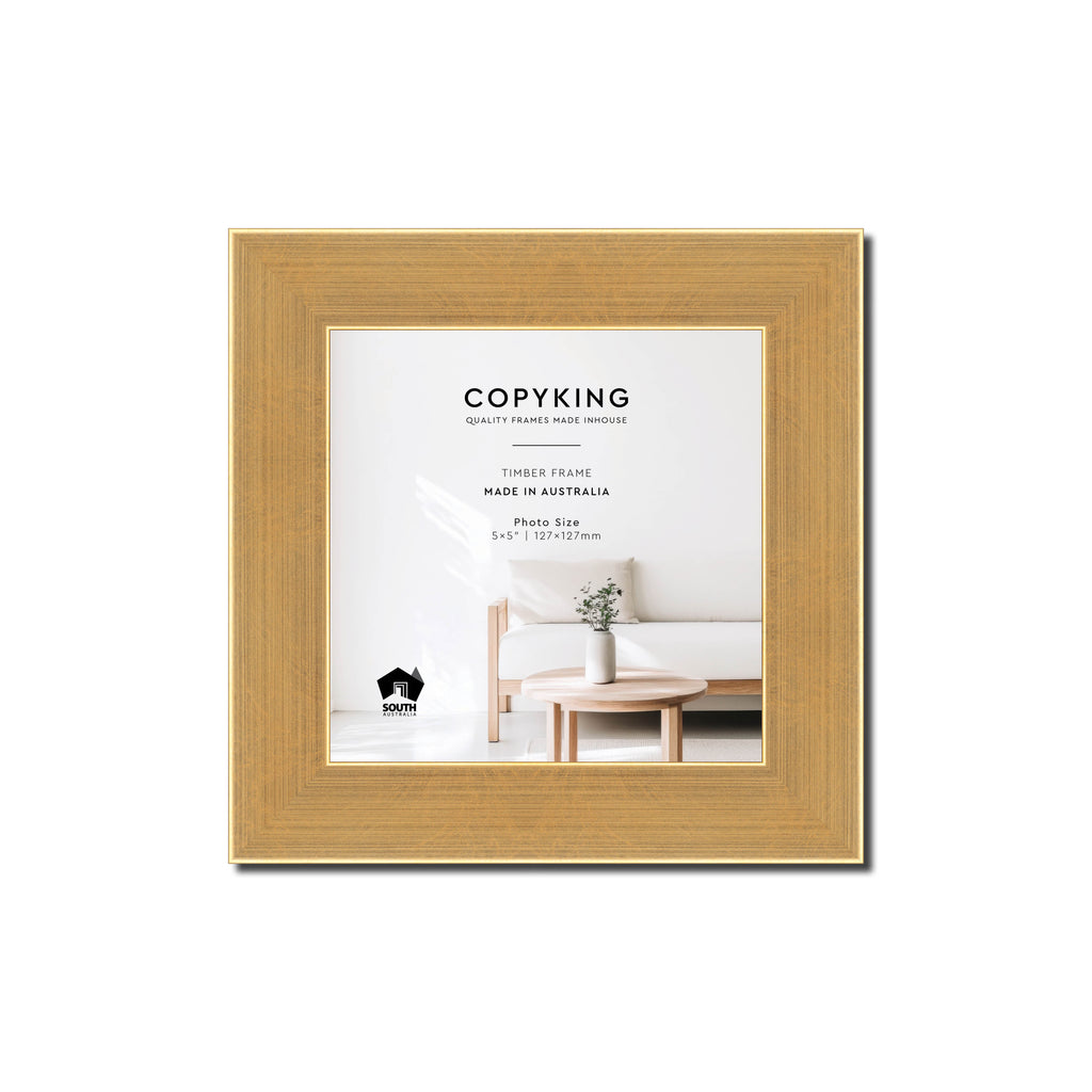 Gold 30mm Wood Square Photo Frame - 5" x 5" (127mm x 127mm)