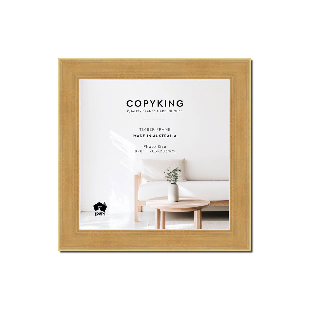 Gold 30mm Wood Square Photo Frame - 8" x 8" (203mm x 203mm)