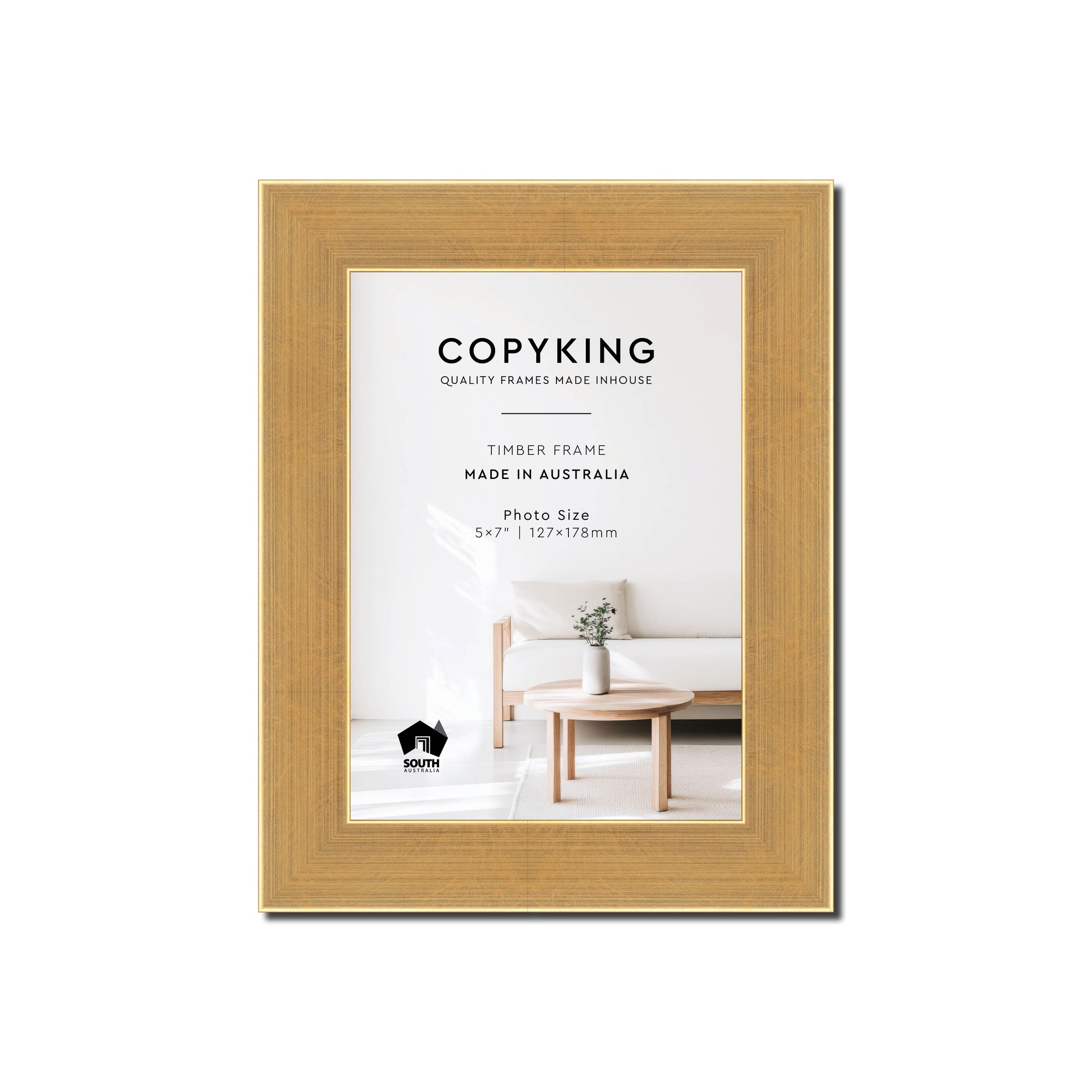 Gold 30mm Wood Photo Frame - 5" x 7" (127mm x 178mm)