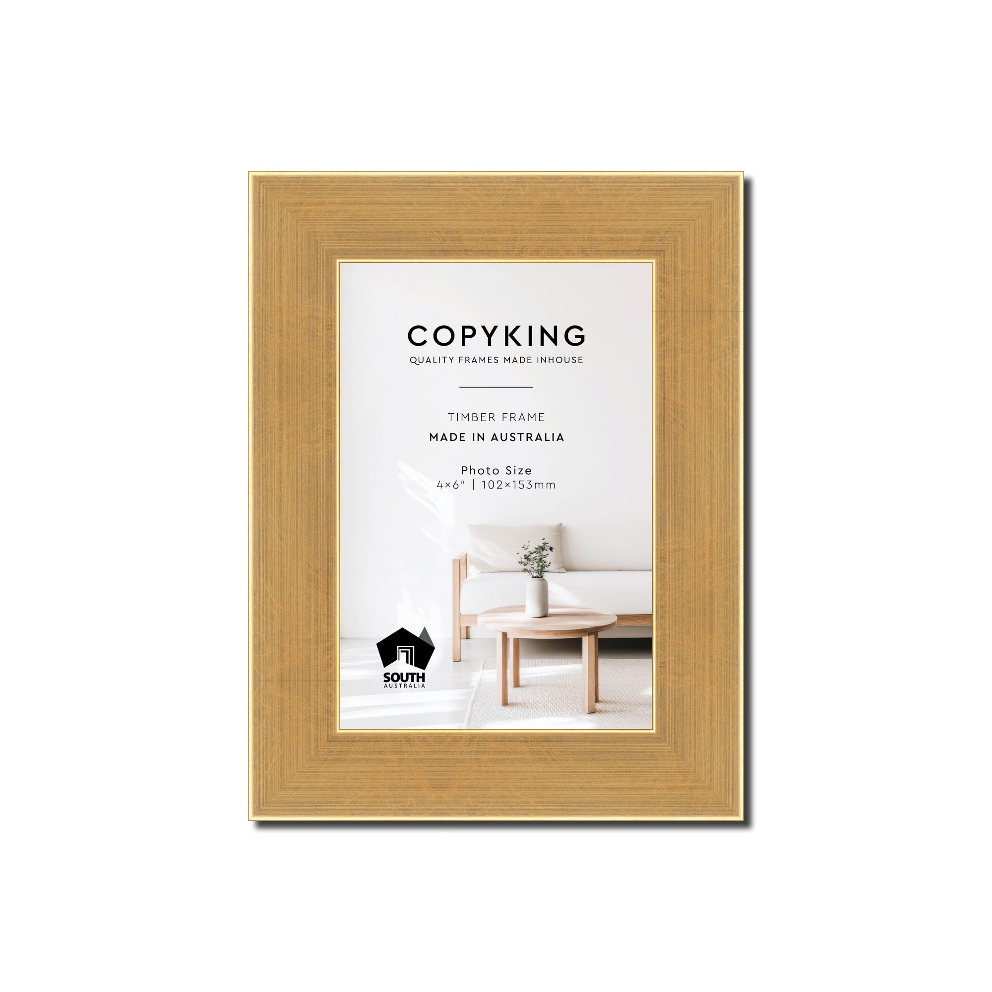 Gold 30mm Wood Photo Frame - 4" x 6" (102mm x 153mm)