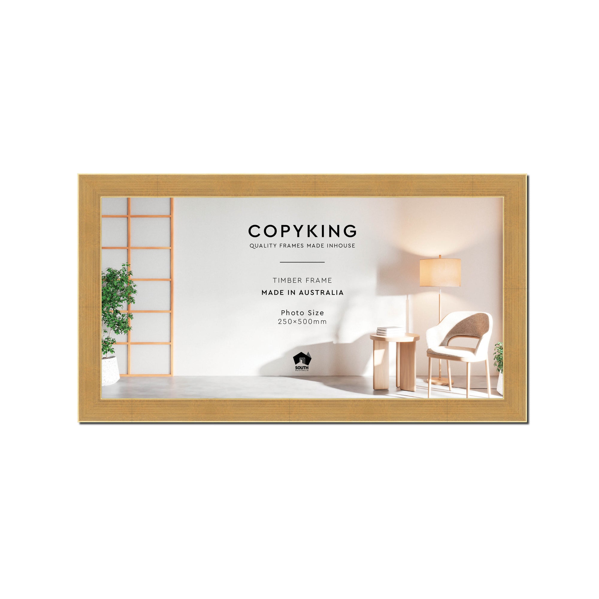 Gold 30mm Wood Panoramic Photo Frame - 25cm x 50cm