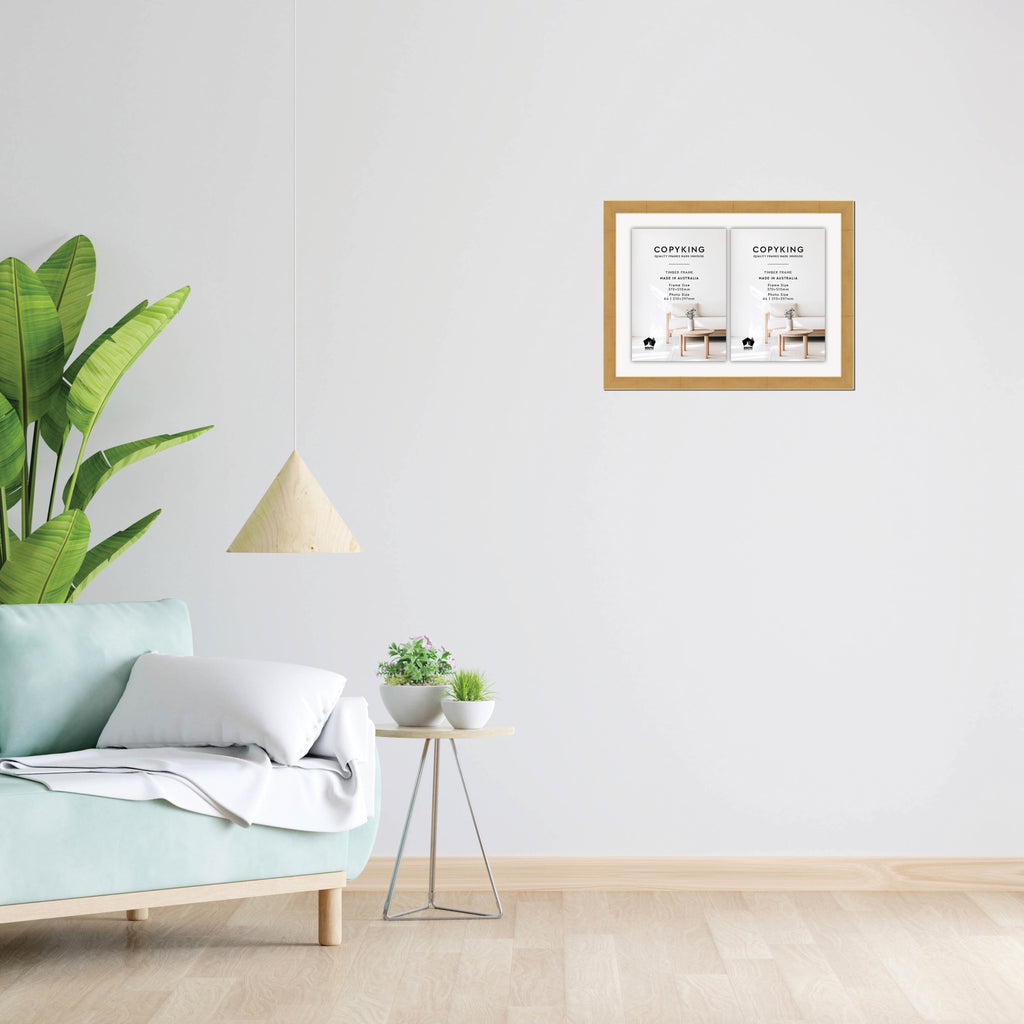 Gold 30mm Wood Certificate Frame - 370mm x 510mm - 2 Certificates (A4)