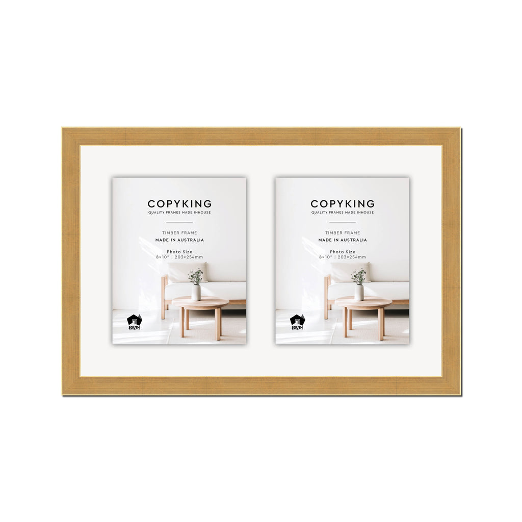 Gold 30mm Wood Collage Photo Frame - 14" x 22" - 2 Photos (8" x 10")