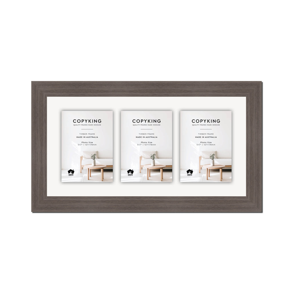 Grove Anthracite 40mm Wood Collage Photo Frame - 10" x 20" - 3 Photos (5" x 7")