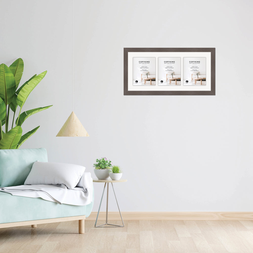 Grove Anthracite 40mm Wood Collage Photo Frame - 14" x 30" - 3 Photos (8" x 10")