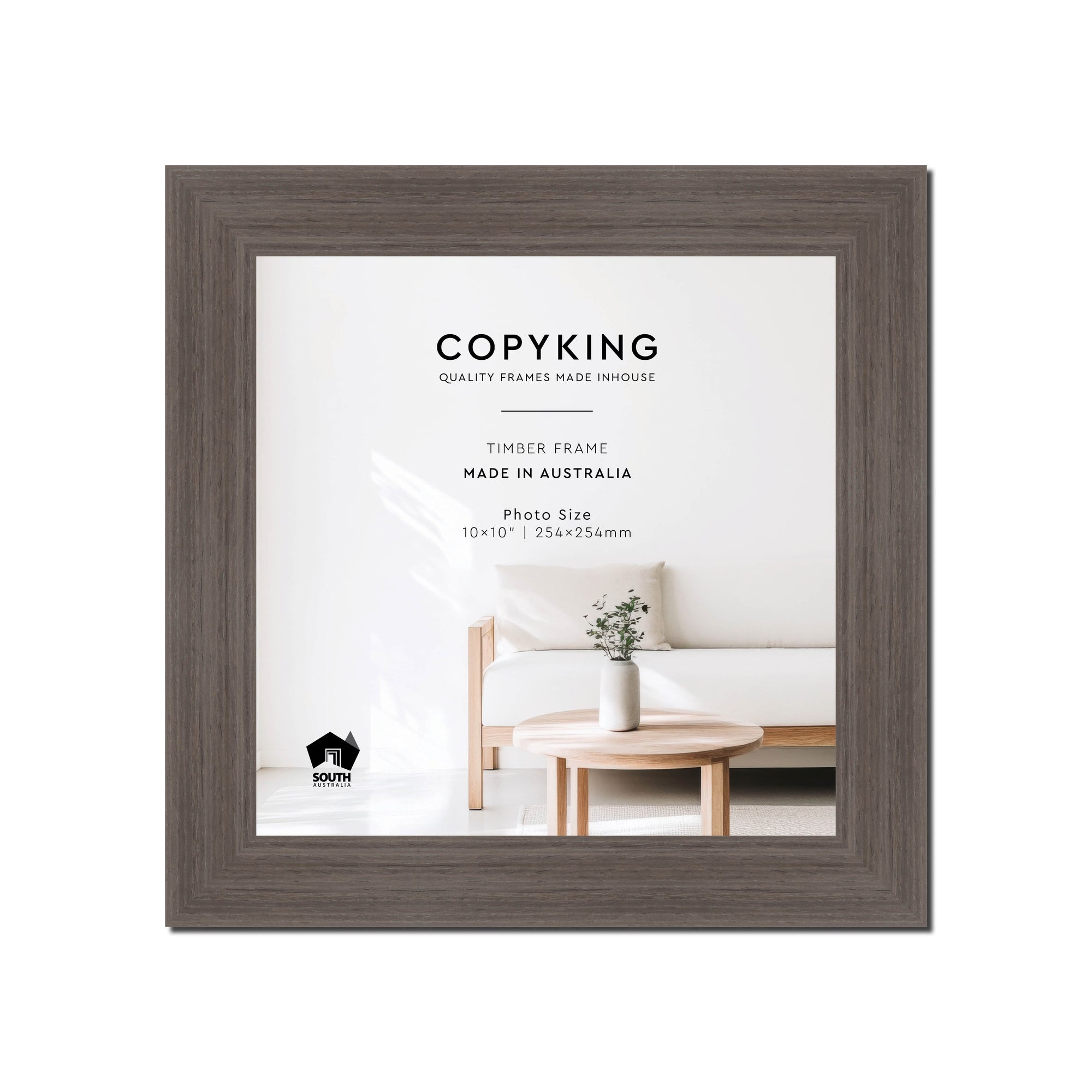 Grove Anthracite 40mm Wood Square Photo Frame - 10" x 10" (254mm x 254mm)