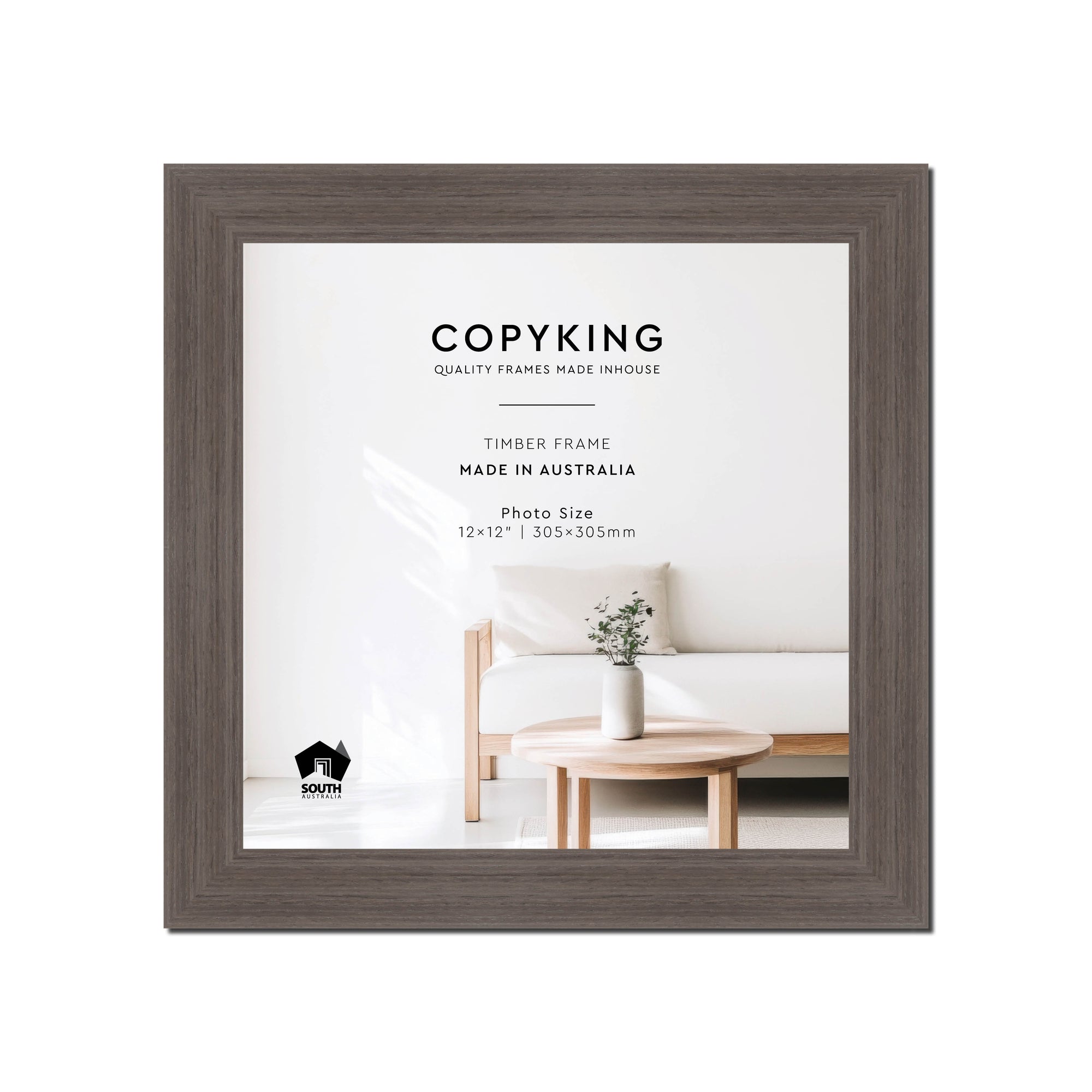 Grove Anthracite 40mm Wood Square Photo Frame - 12" x 12" (305mm x 305mm)