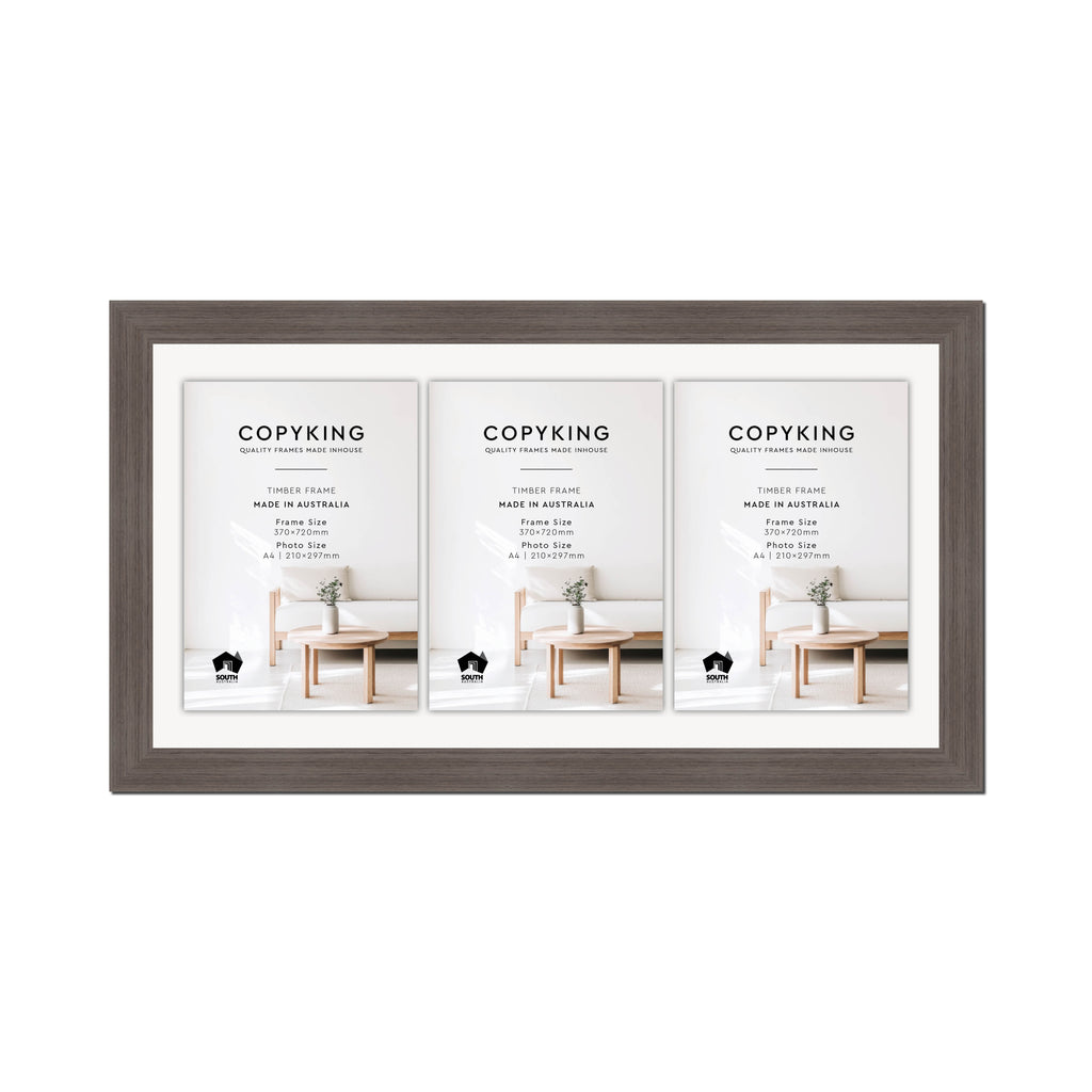 Grove Anthracite 40mm Wood Certificate Frame - 370mm x 720mm - 3 Certificates (A4)