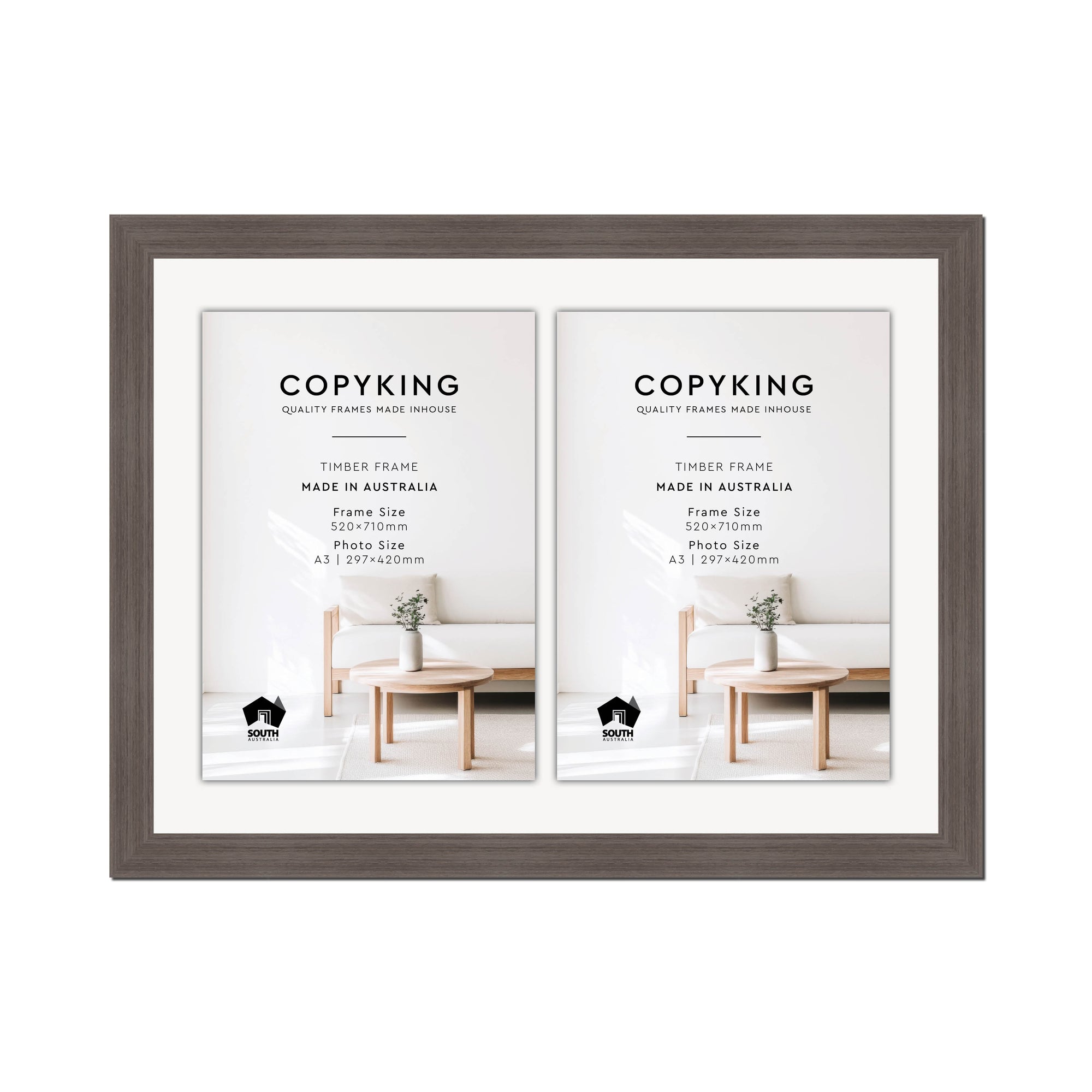 Grove Anthracite 40mm Wood Certificate Frame - 520mm x 710mm - 2 Certificates (A3)