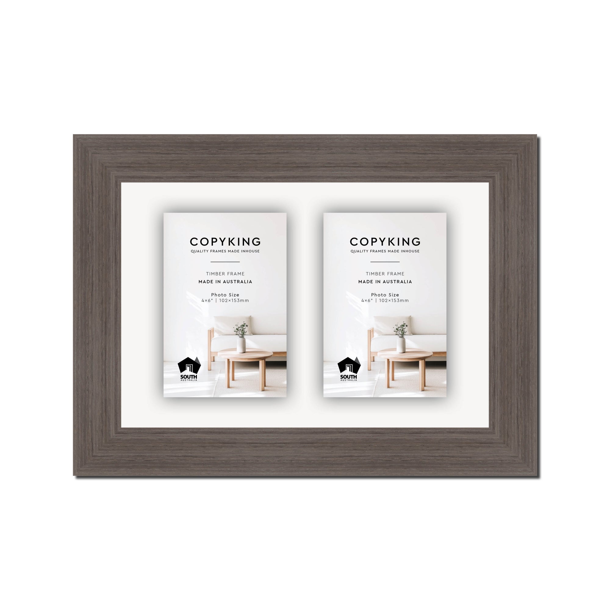 Grove Anthracite 40mm Wood Collage Photo Frame - 8" x 12" - 2 Photos (4" x 6")