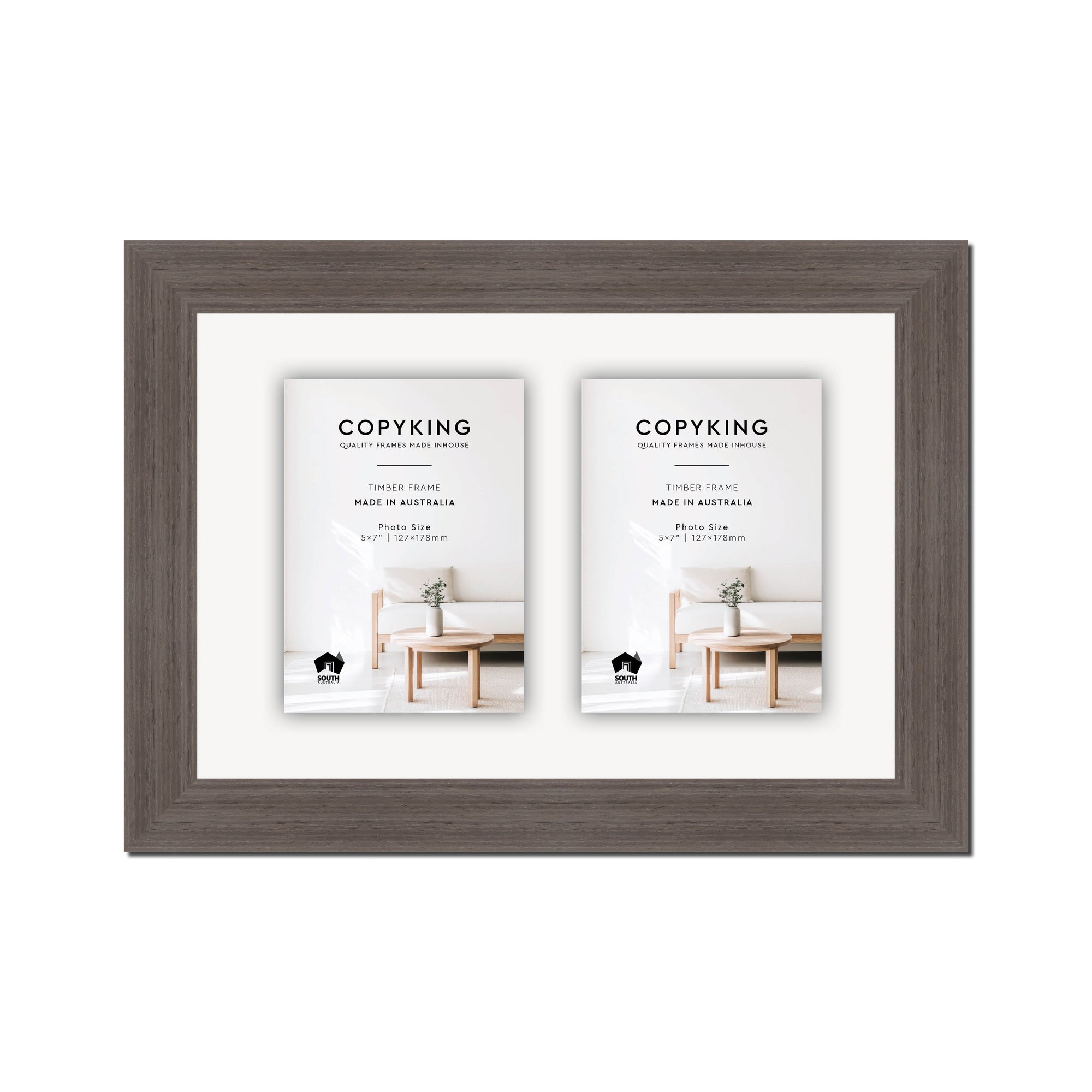 Grove Anthracite 40mm Wood Collage Photo Frame - 10" x 15" - 2 Photos (5" x 7")