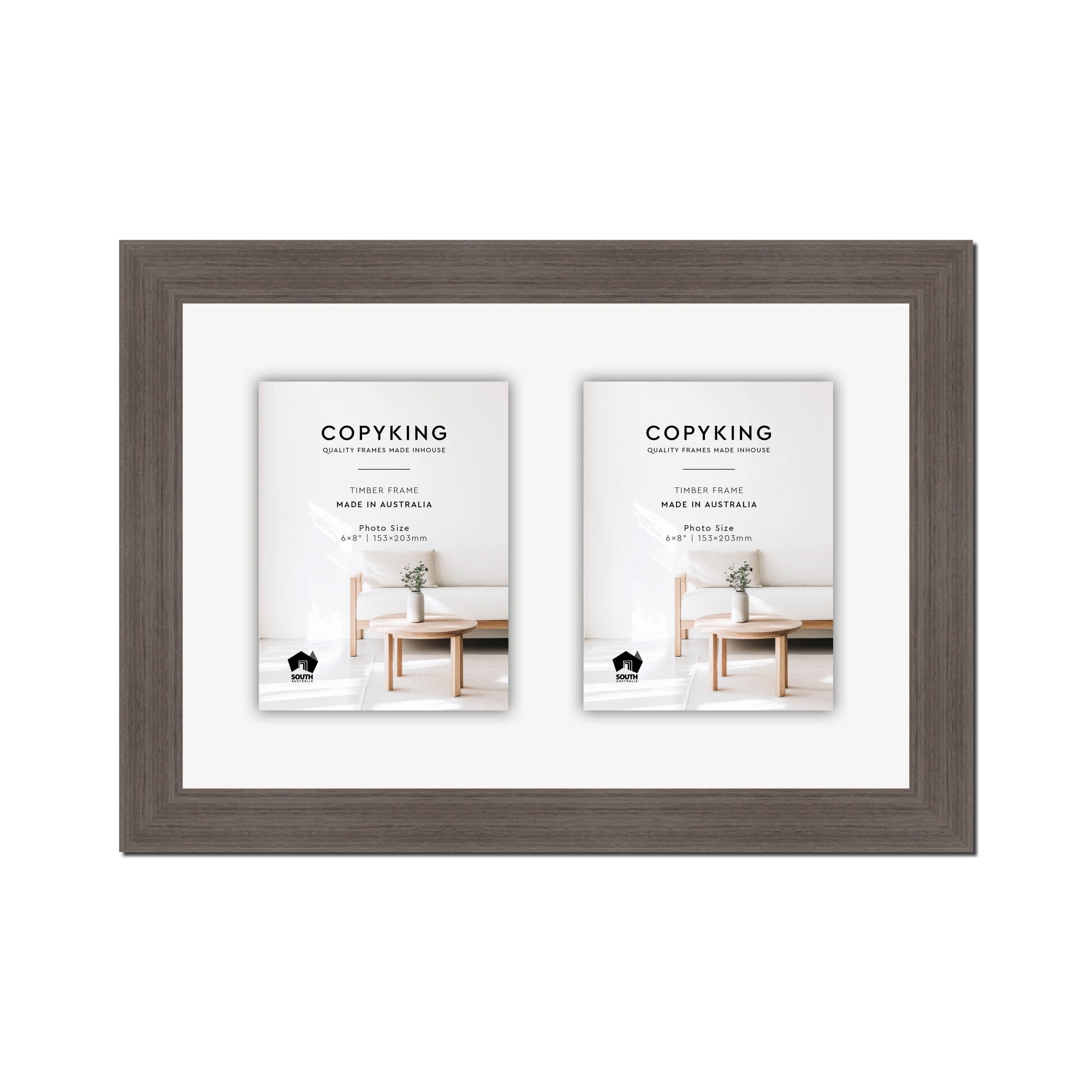 Grove Anthracite 40mm Wood Collage Photo Frame - 12" x 18" - 2 Photos (6" x 8")