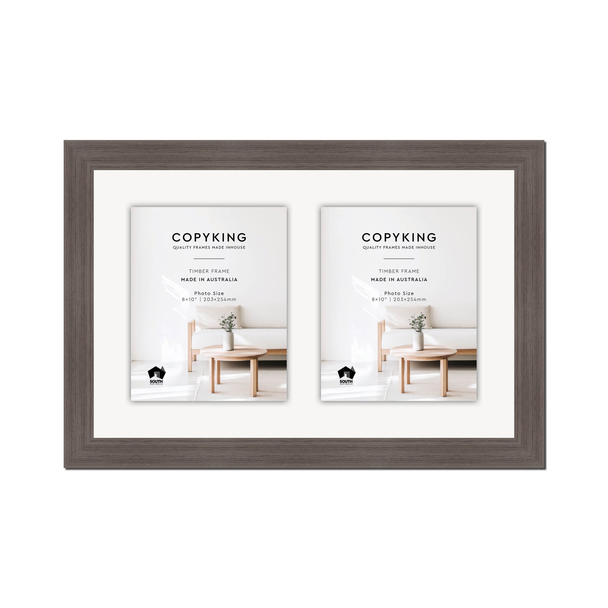 Grove Anthracite 40mm Wood Collage Photo Frame - 14" x 22" - 2 Photos (8" x 10")