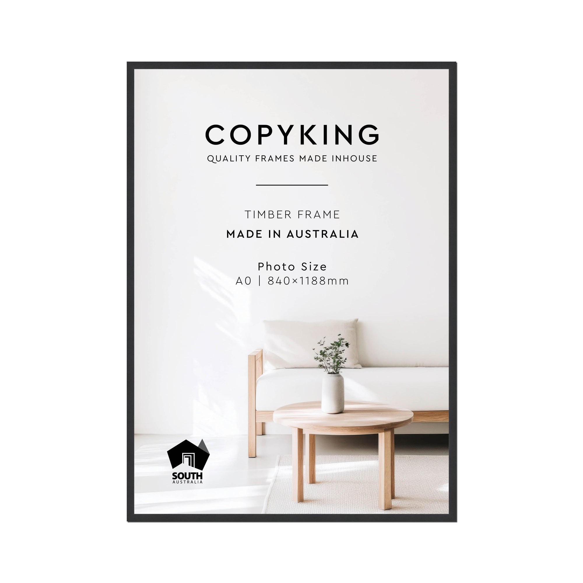 Grove Black 20mm Wood Poster Frame - A0 (840mm x 1188mm)