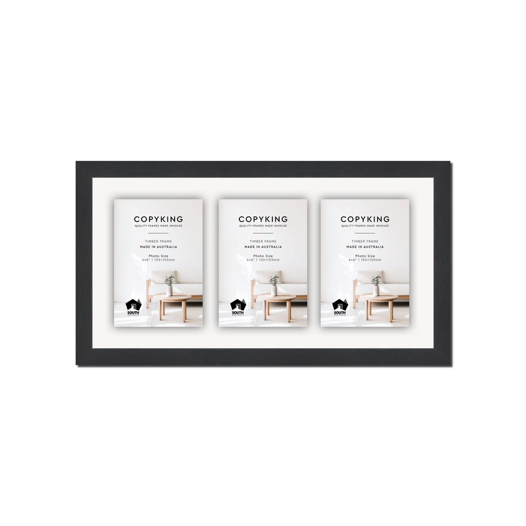 Grove Black 20mm Wood Collage Photo Frame - 8" x 16" - 3 Photos (4" x 6")
